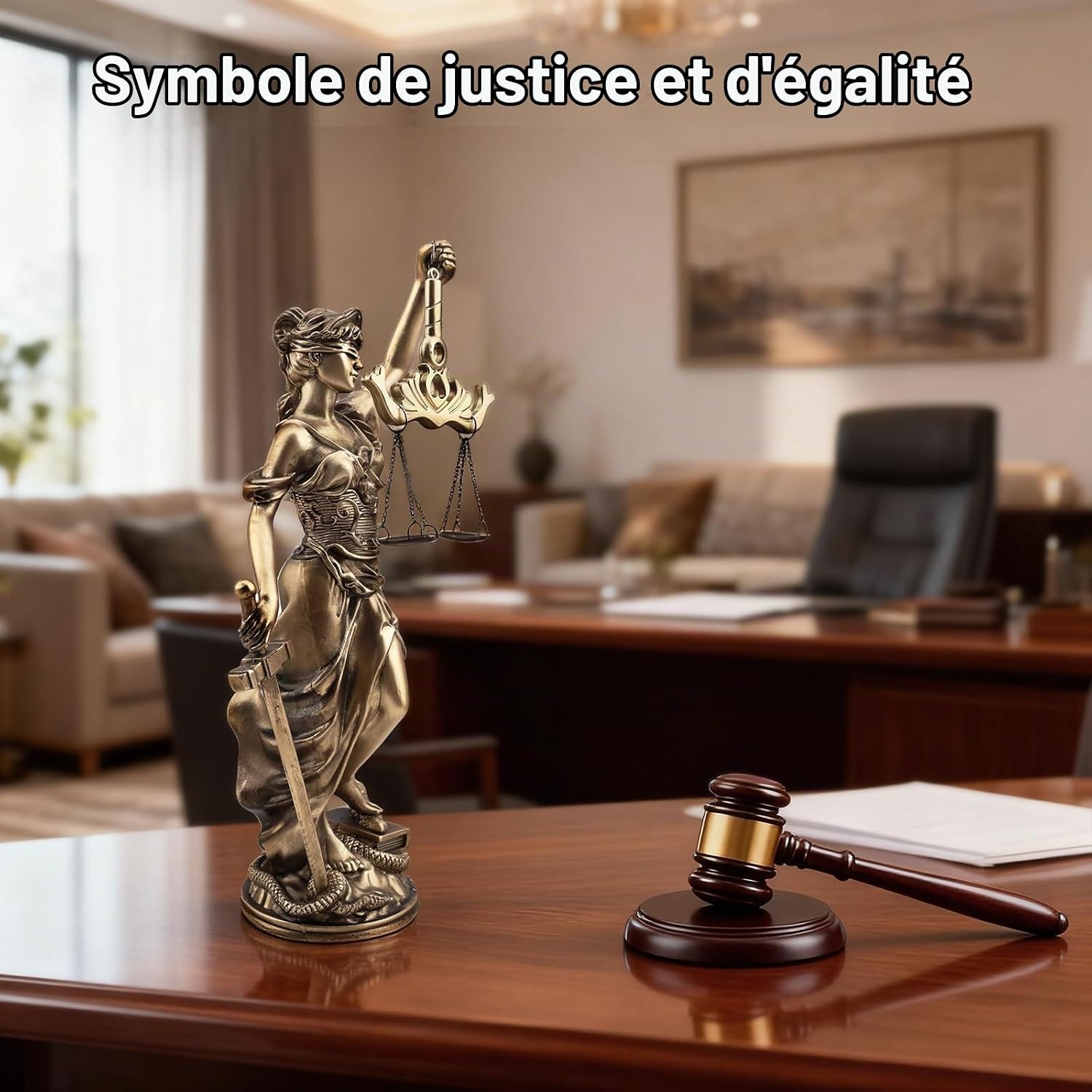Thumbnail 5 de LOVIN PRODUCT LP1X3 beeld van Vrouwe Justitia in kunsthars met antieke bronslook