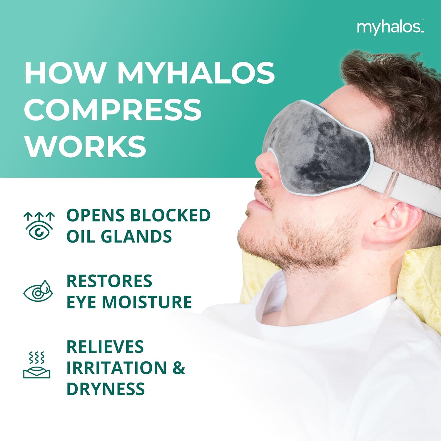 Thumbnail 5 de MyHalos Heated Eye Mask for Dry Eyes — Moist Heat Steam Compress (Microwaveable, Reusable, with Travel Pouch)