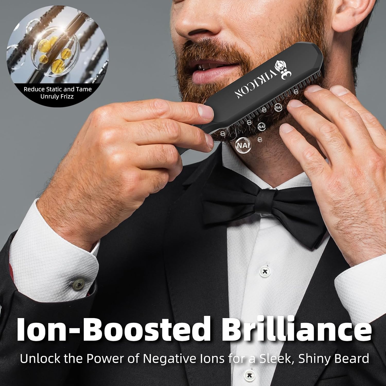 Detalle 2 de VIKICON Beard Straightener Comb 3-temp 🔥🧔🏻