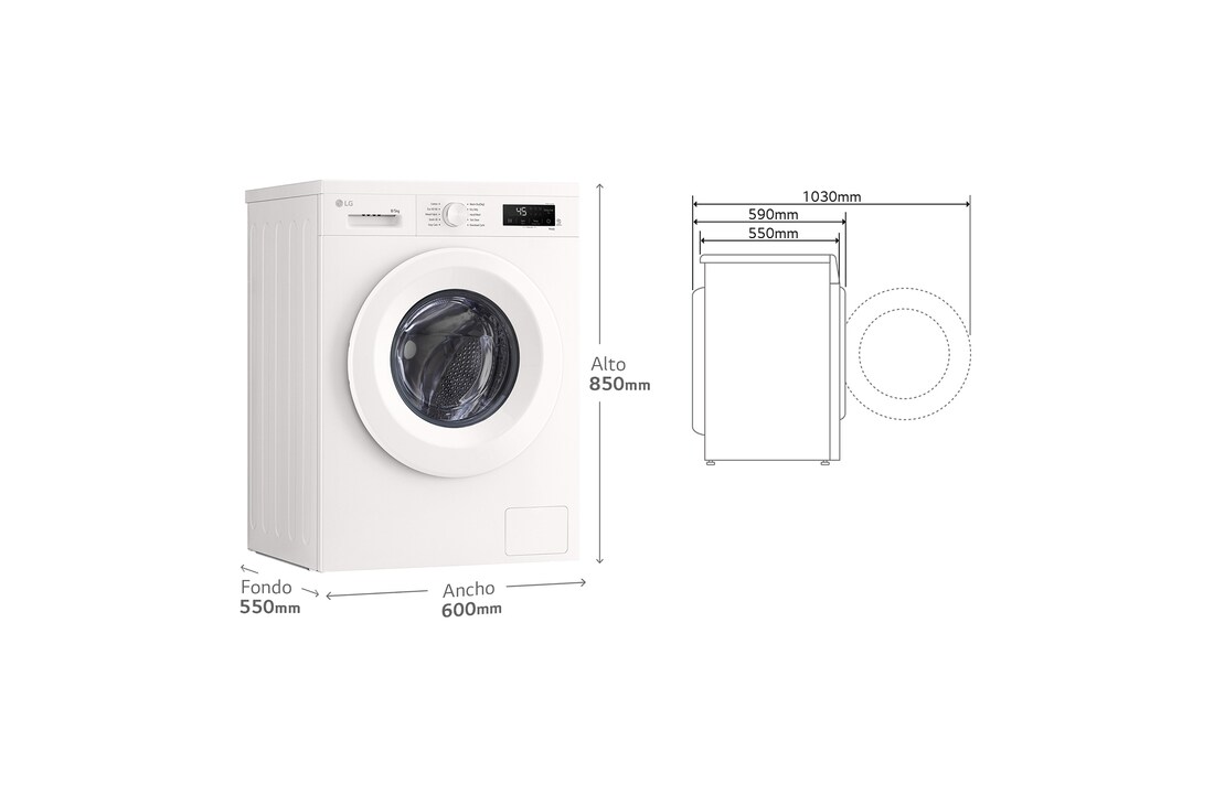 Detalle 2 de LG W4X1085NWH Lavasecadora 8/5 kg, 1.400 rpm