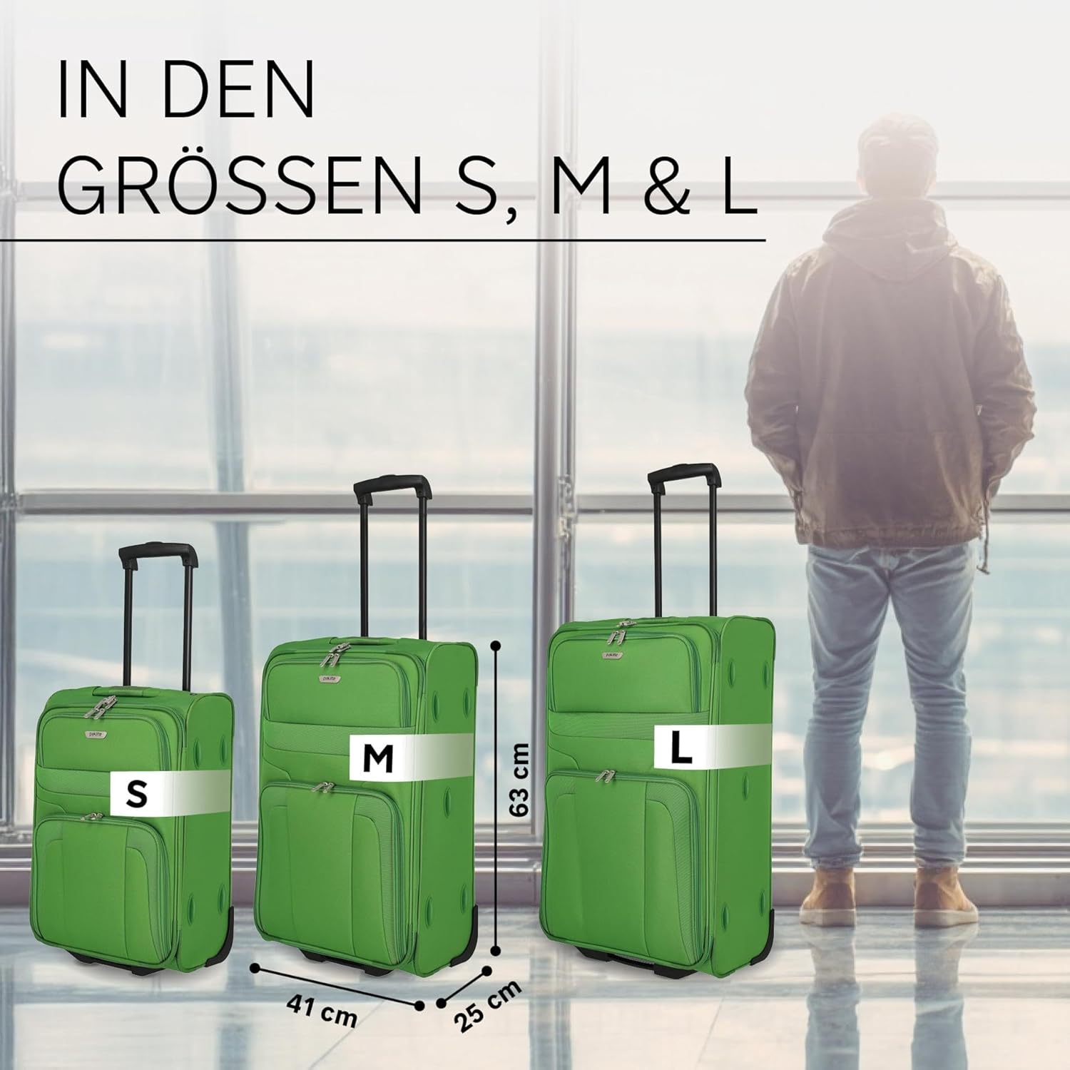 Detalle 2 de paklite Reisekoffer Orlando (M) mit 2 Rollen – Weichschalen-Trolley, 63 cm, 58 Liter