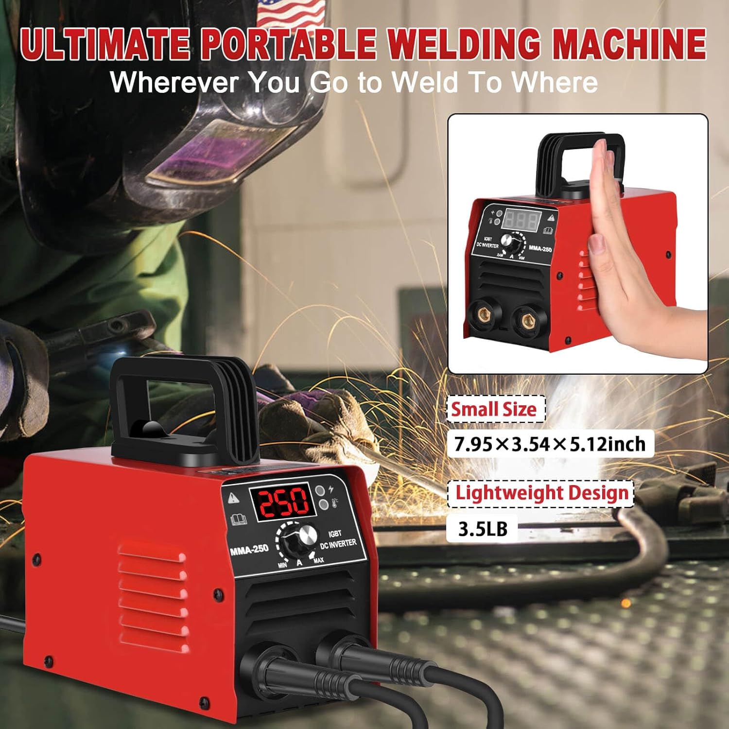 Thumbnail 1 de GNI Super MINI Welding Machine (250Amp) 110V Stick Welder Kit with 20 Rods, Hot Start & Anti-Stick