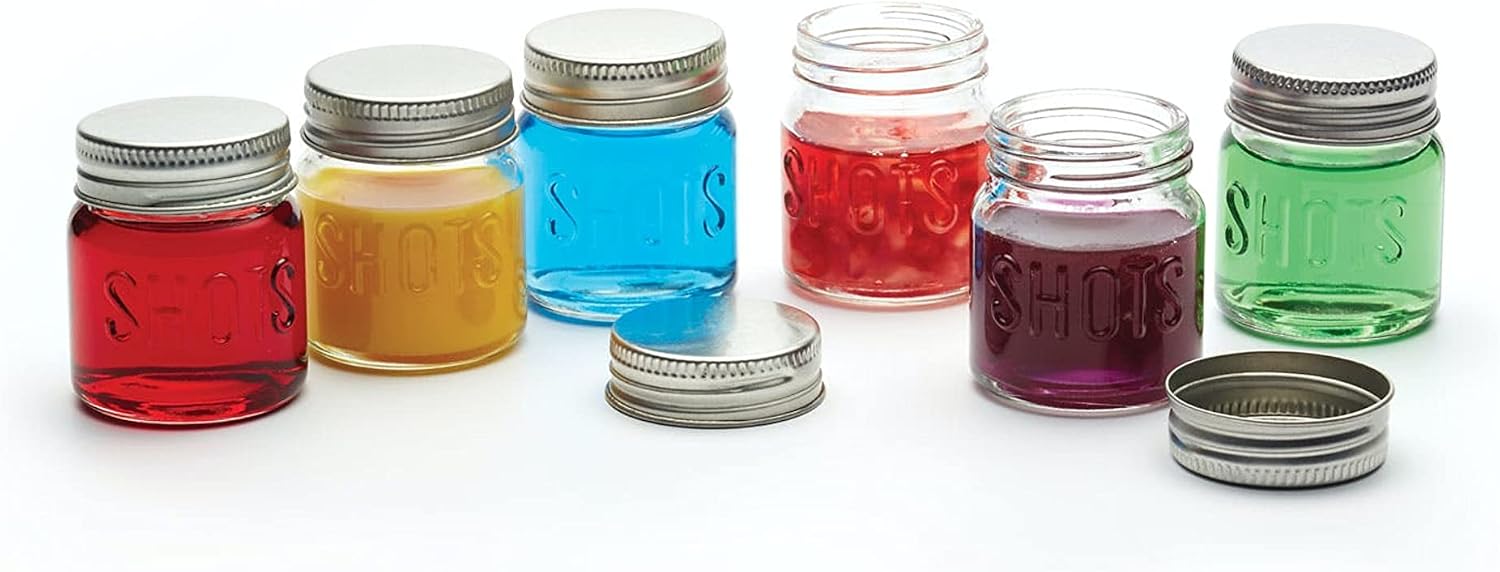 Detalle de BarCraft Jar Shot Glasses with Lids, 60 ml Glass Set of Six