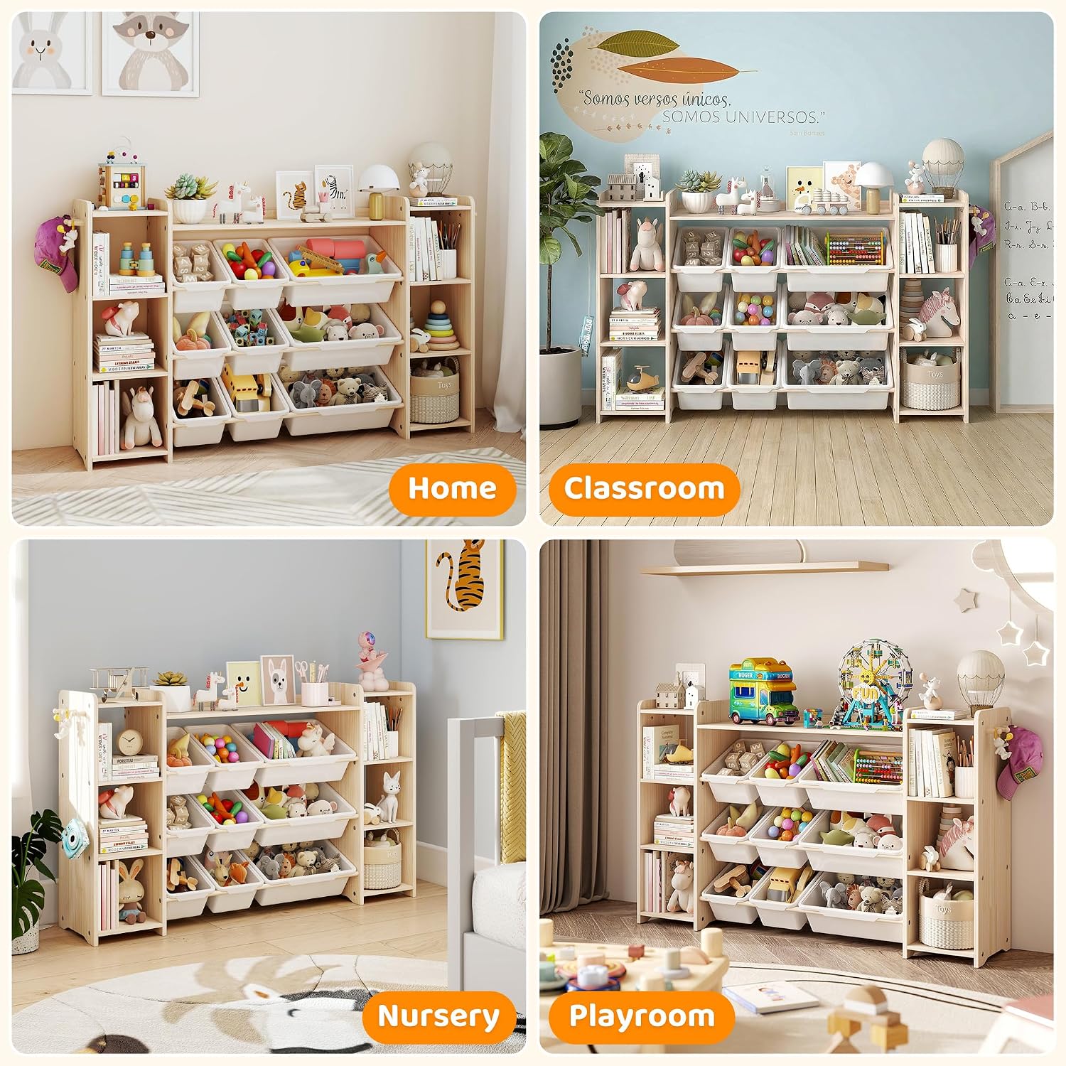 Thumbnail 6 de GITAWUSA Toy Storage Organizer, 6 Shelves, 9 Bins, 6 Hooks, 57-Inch