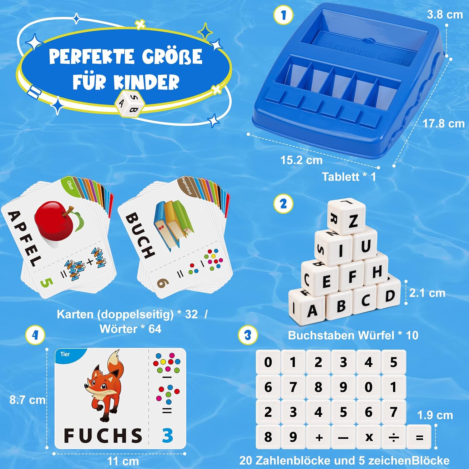 Detalle 2 de Joozmui Geschenk Mädchen 3–8 Jahre: 2‑in‑1 Lernset für Buchstaben und Zahlen