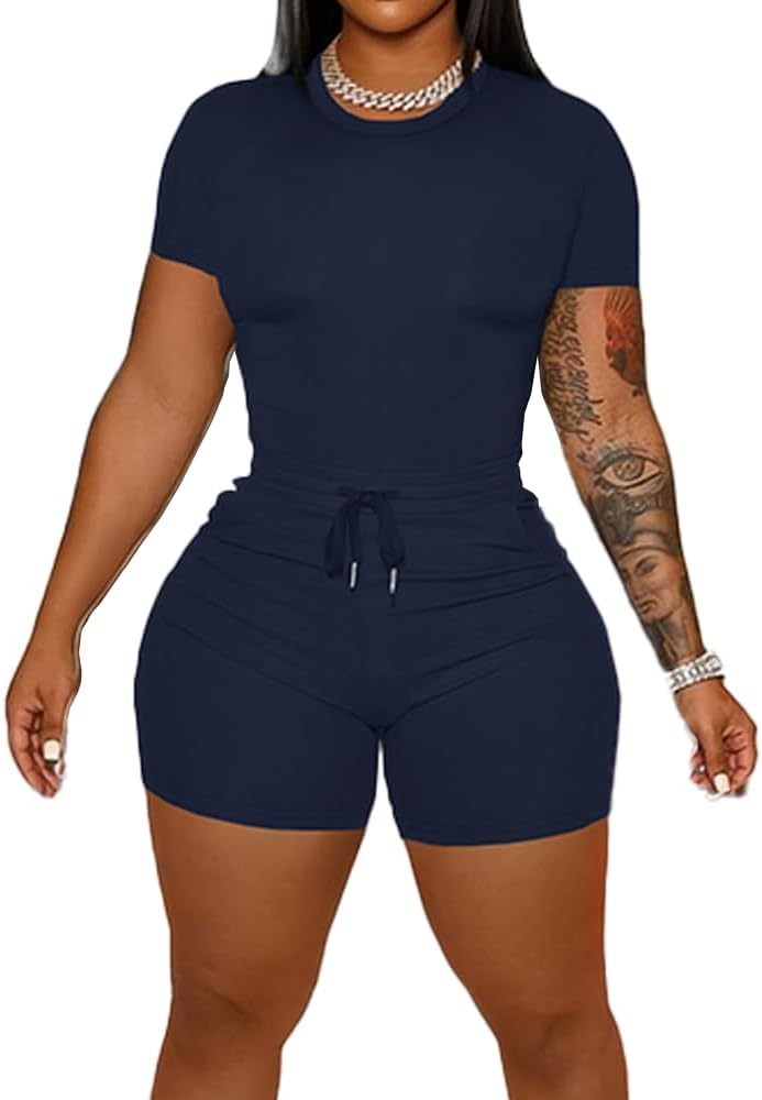 Detalle de HBQ Women’s 2 Piece Summer Sweatsuit: Short Set for Comfort and Style