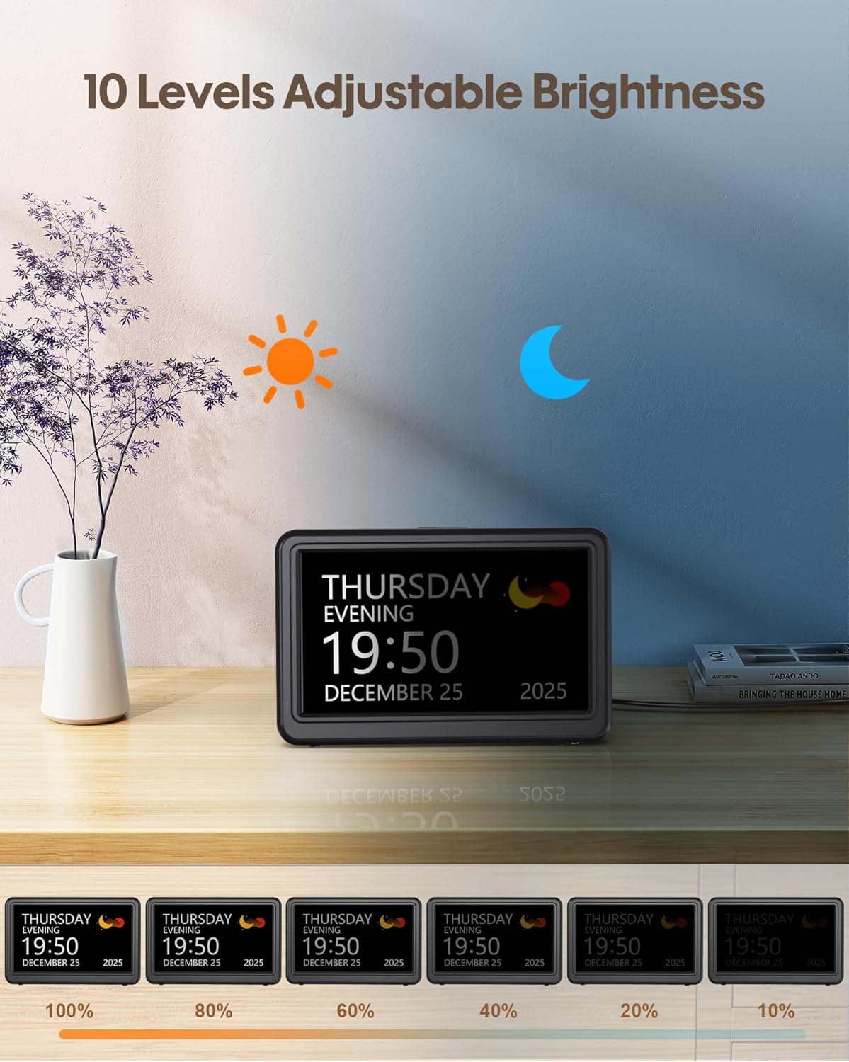 Thumbnail 4 de 7" Day and Date Clock with 20 Alarms