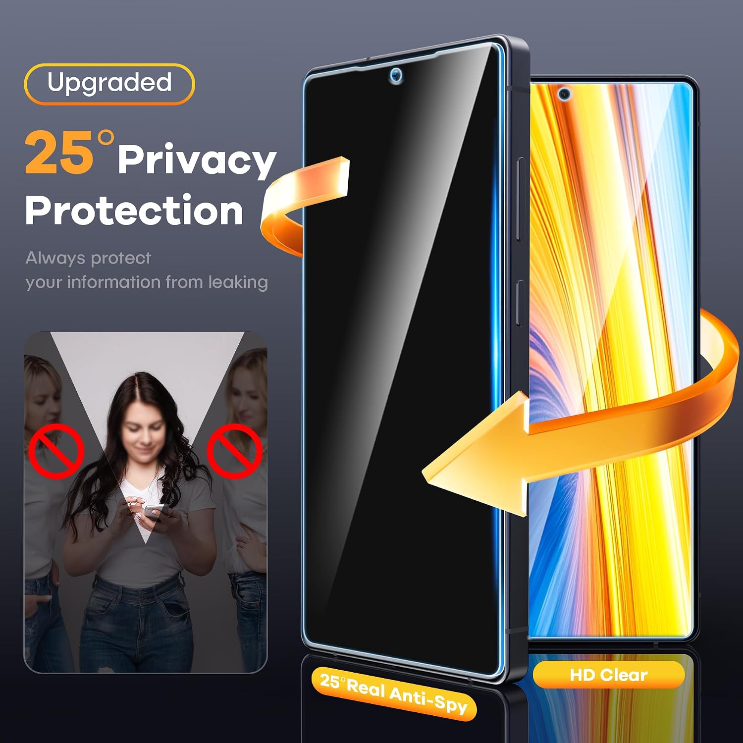 Detalle de AACL S25 Ultra-6.9 inch Privacy Screen Protector, 9H Tempered Glass, 3-Pack