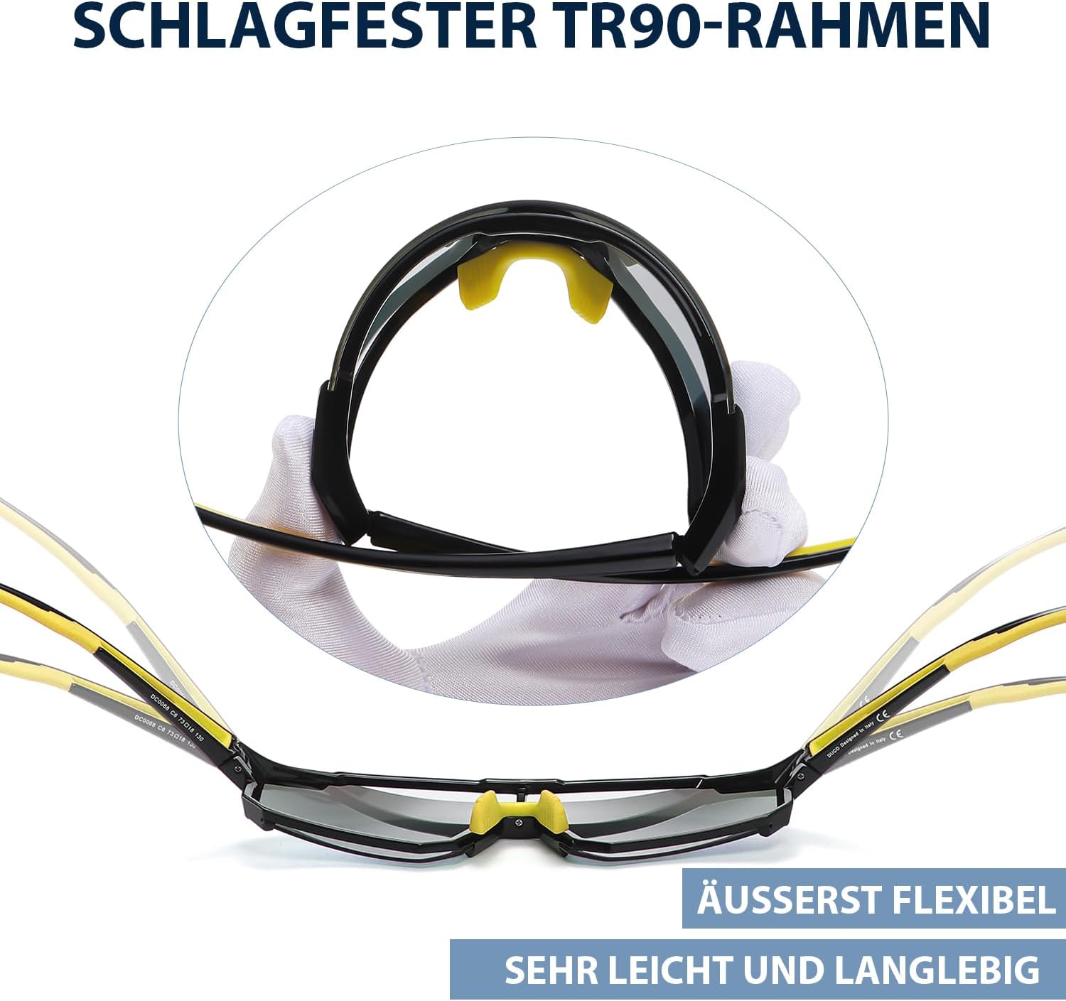 Detalle de DUCO DC0068 : lunettes de soleil de sport polarisées UV400 (homme & femme) monture TR90 légère