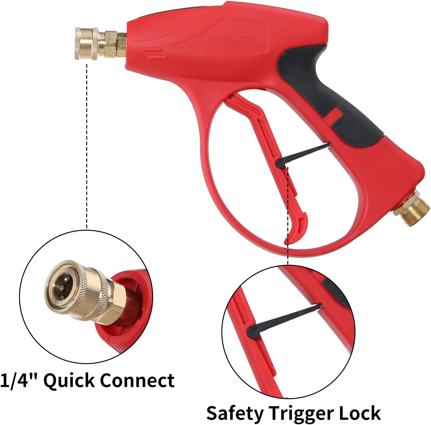Detalle de Sooprinse Short Pressure Washer Gun 3000 PSI with 7-Inch Curved Wand and 5 Nozzle Tips