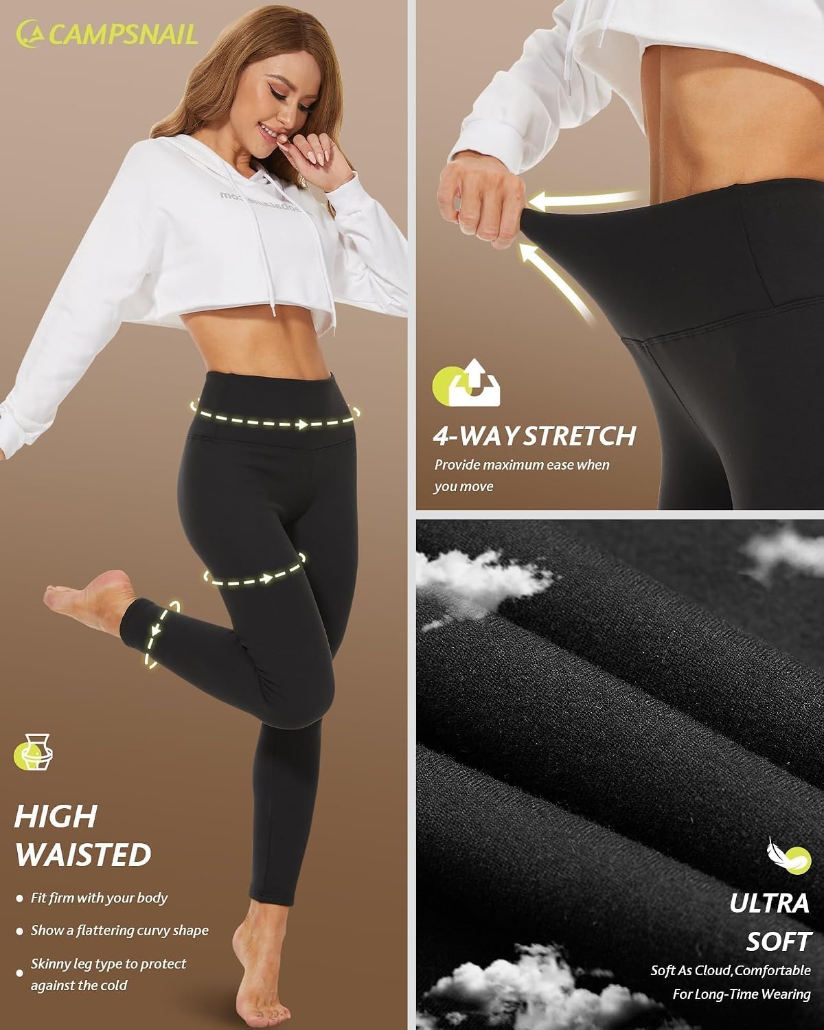 Thumbnail 3 de CAMPSNAIL Fleece Lined Leggings High-Waisted Tummy Control
