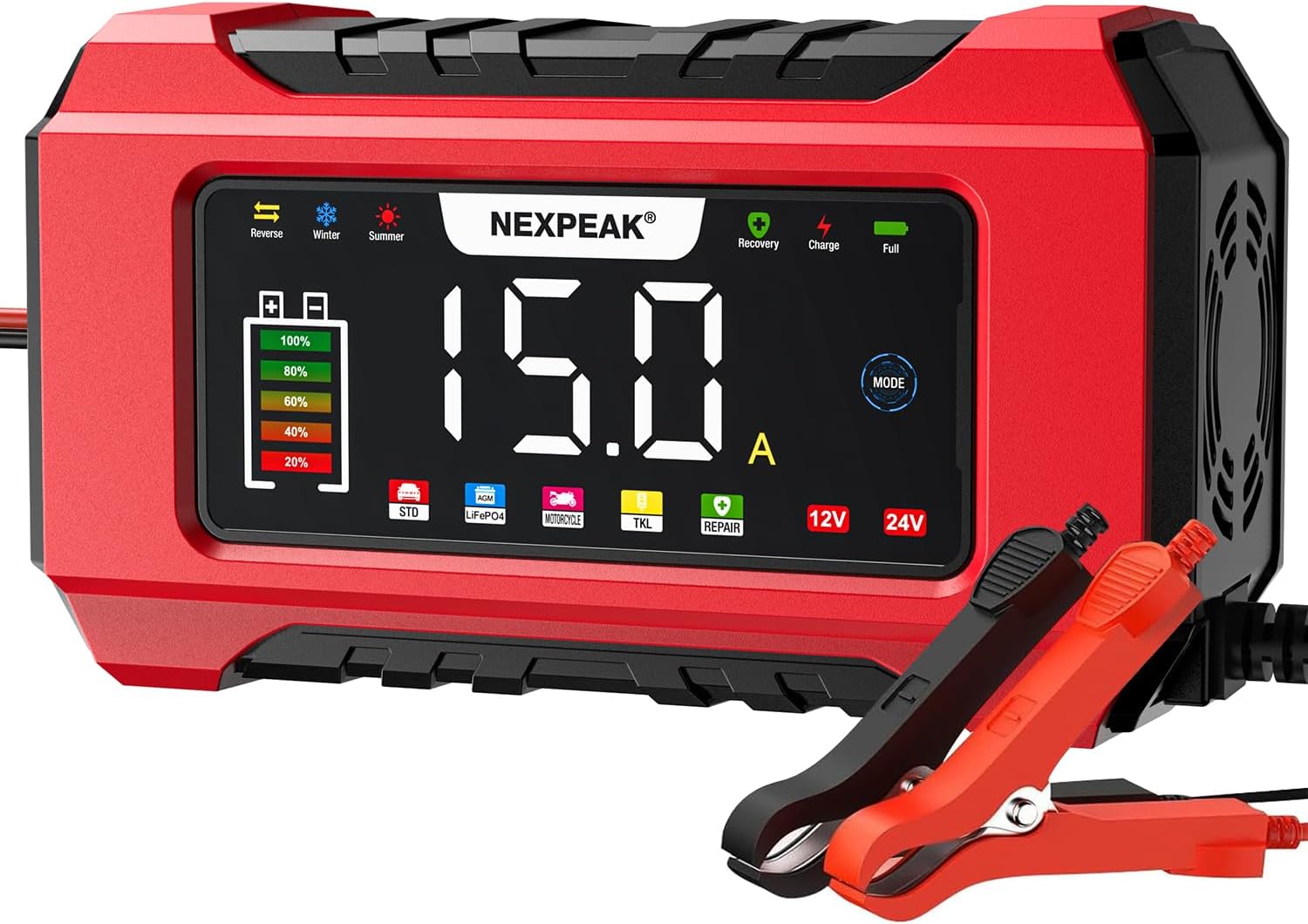 Chargeur de Batterie de Voiture 12V/24V 15A/8A intelligent — LiFePO4 et Plomb-ACID