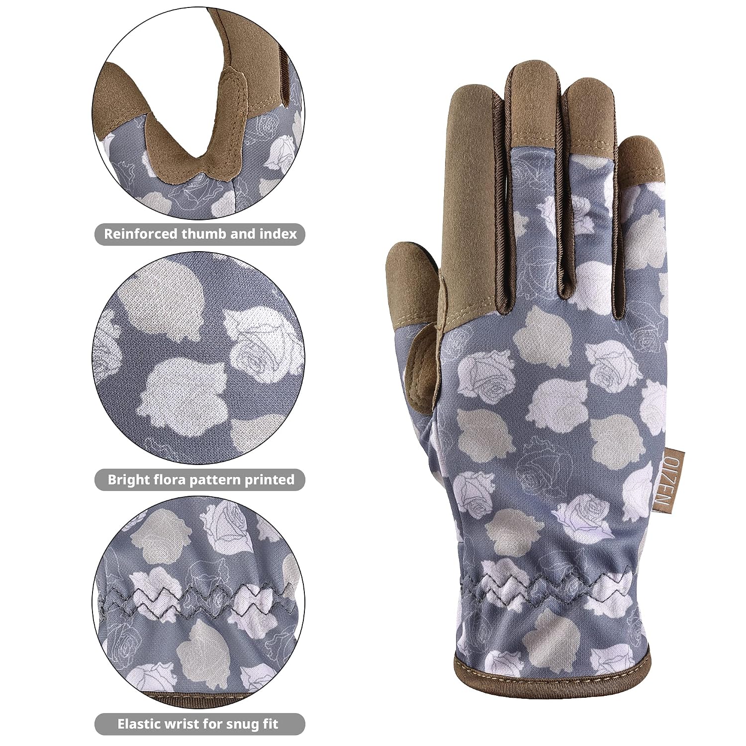 Thumbnail 1 de Gartenhandschuhe für Frauen und Männer mit Touchscreen – dornen- und durchstichfeste Arbeitshandschuhe (braune Blume, S)