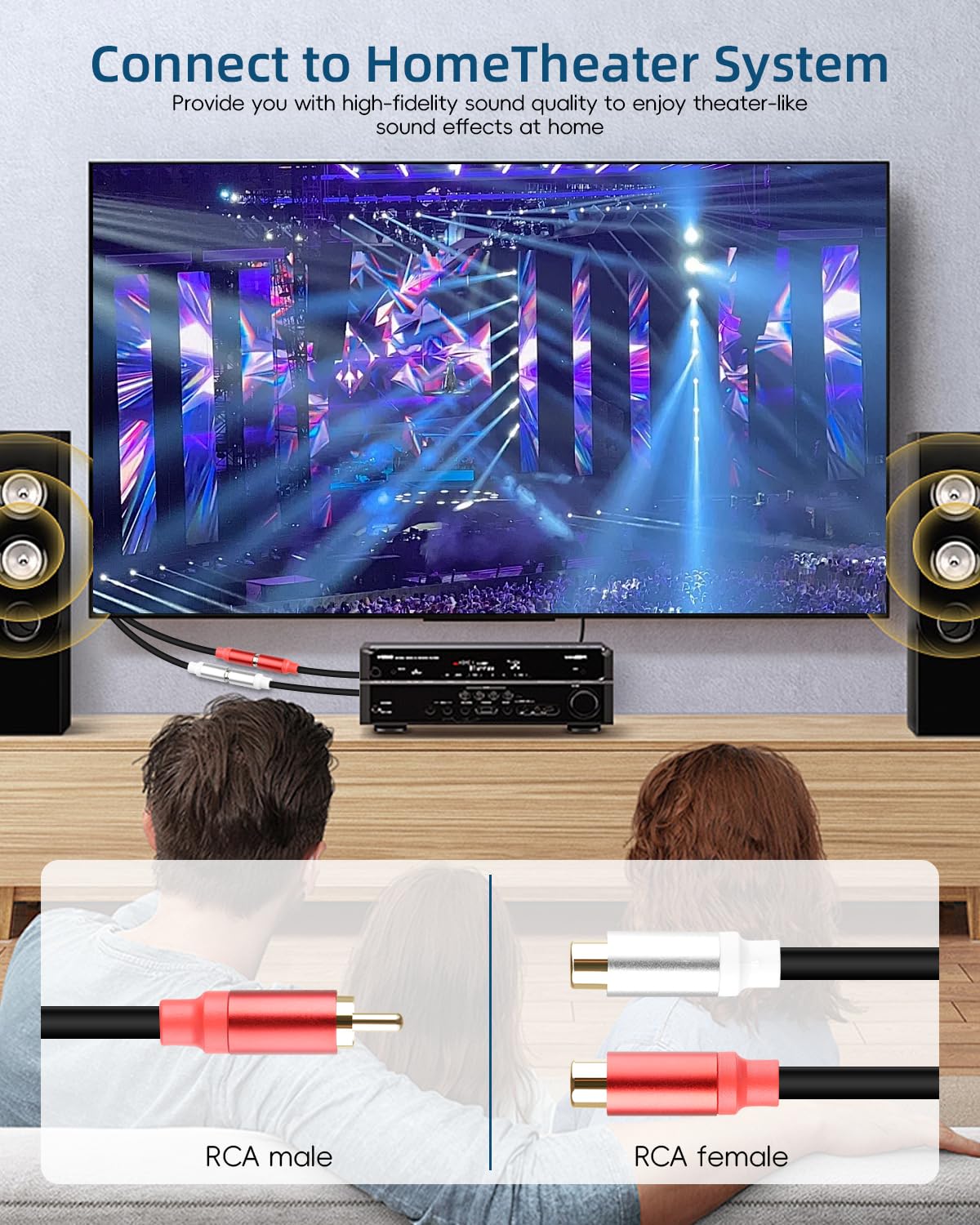 Thumbnail 1 de RIIEYOCA RCA Y-Splitter Short Audio Extension Cable (male to 2x RCA female)
