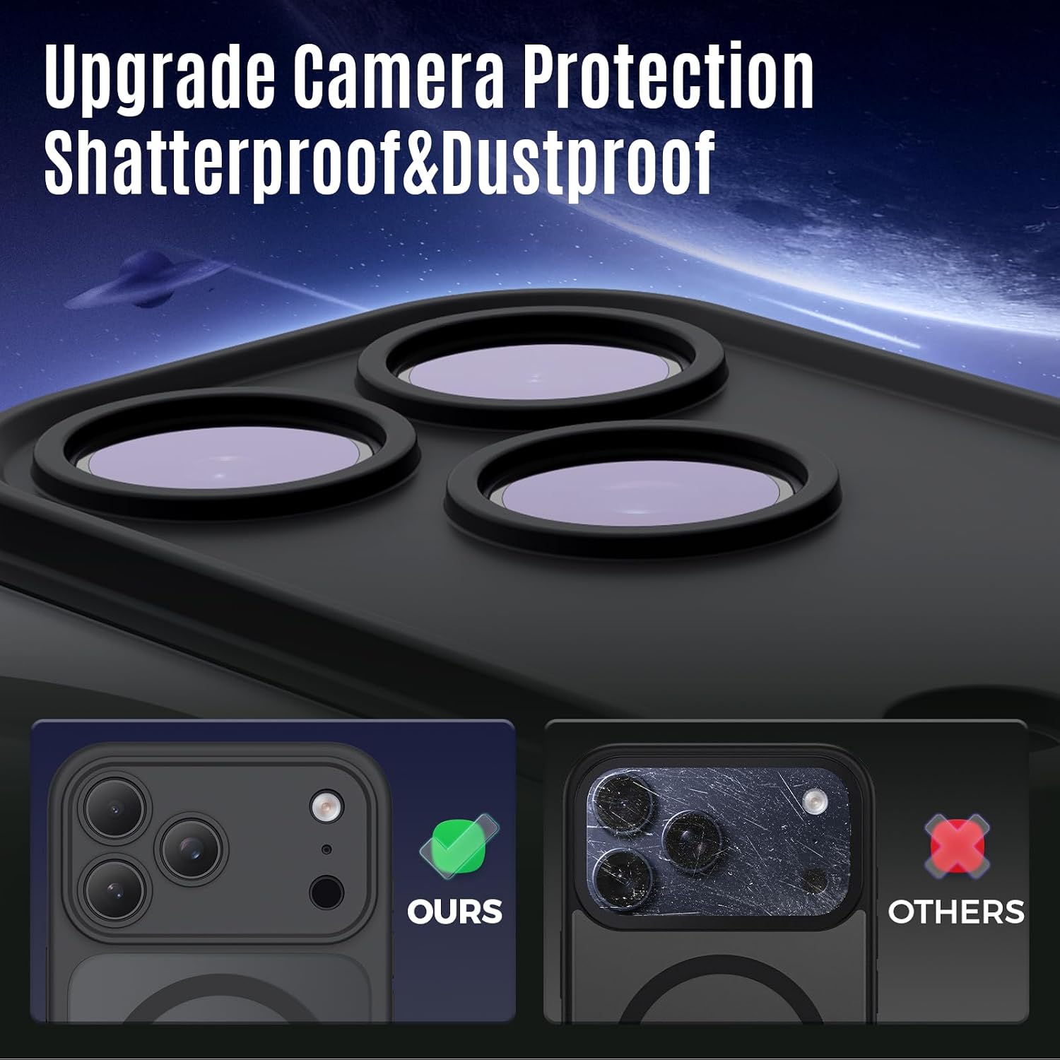 Thumbnail 1 de Symcele Case for iPhone 17 Pro Max with MagSafe — 15 ft Drop Protection, Camera Cover, Matte Translucent Black