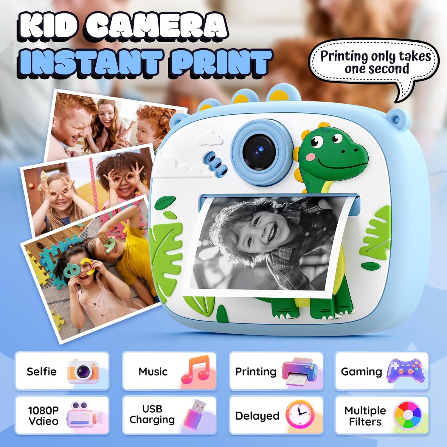 Detalle 2 de YOZISS Kids Camera Instant Print: 1080P HD Fun with Instant Photo Printing