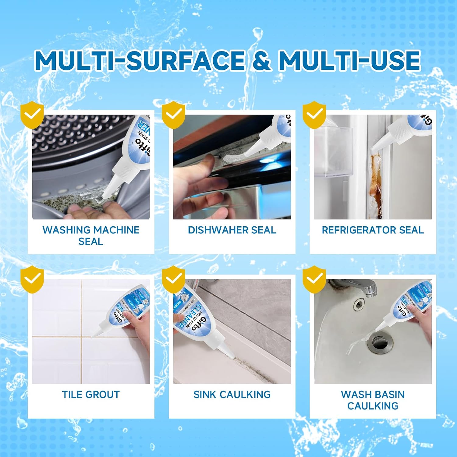 Detalle de Gifto Mould Remover Gel for Grout, Shower Tiles and Washer Seals
