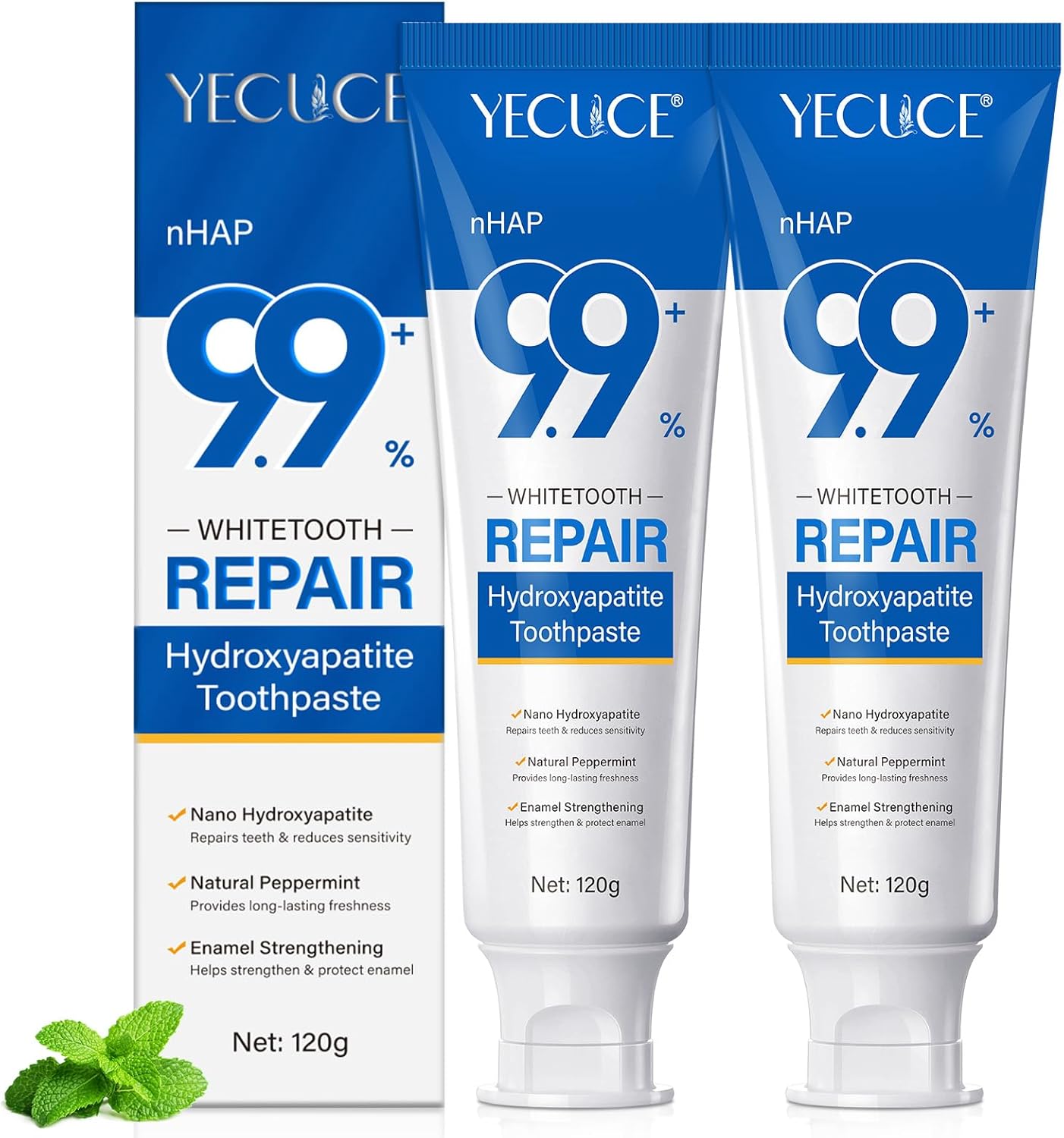 2PCS hydroxyapatite toothpaste 9.9% nHAP