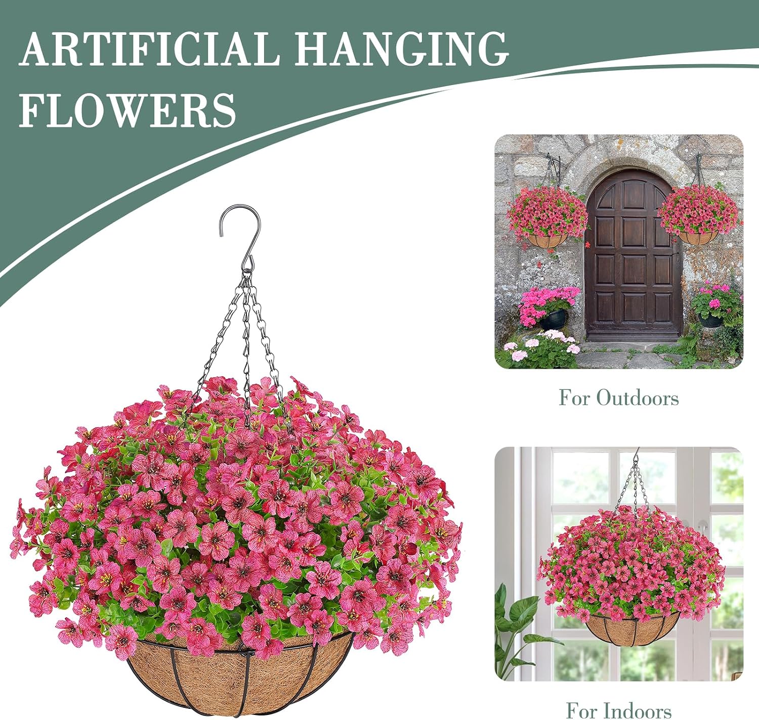 Thumbnail 4 de AGIRL Artificial Hanging Flower Basket, 12-inch