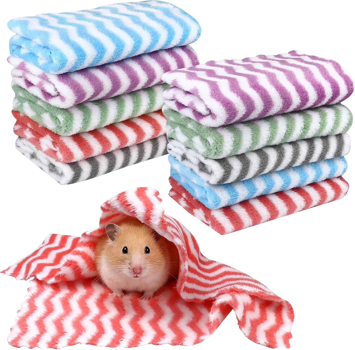 Thumbnail 6 de 10Pcs Guinea Pig Fleece Blanket Set – 12 x 12In Small Animal Bedding and Cage Liners