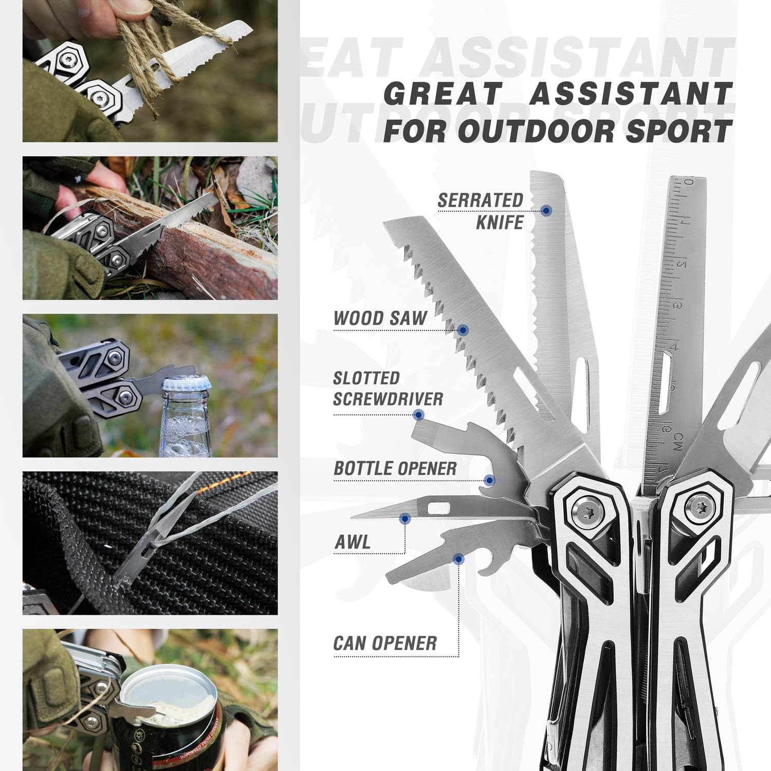 Thumbnail 4 de Mossy Oak 21-in-1 multifunctionele tang van roestvrij staal met draagtas