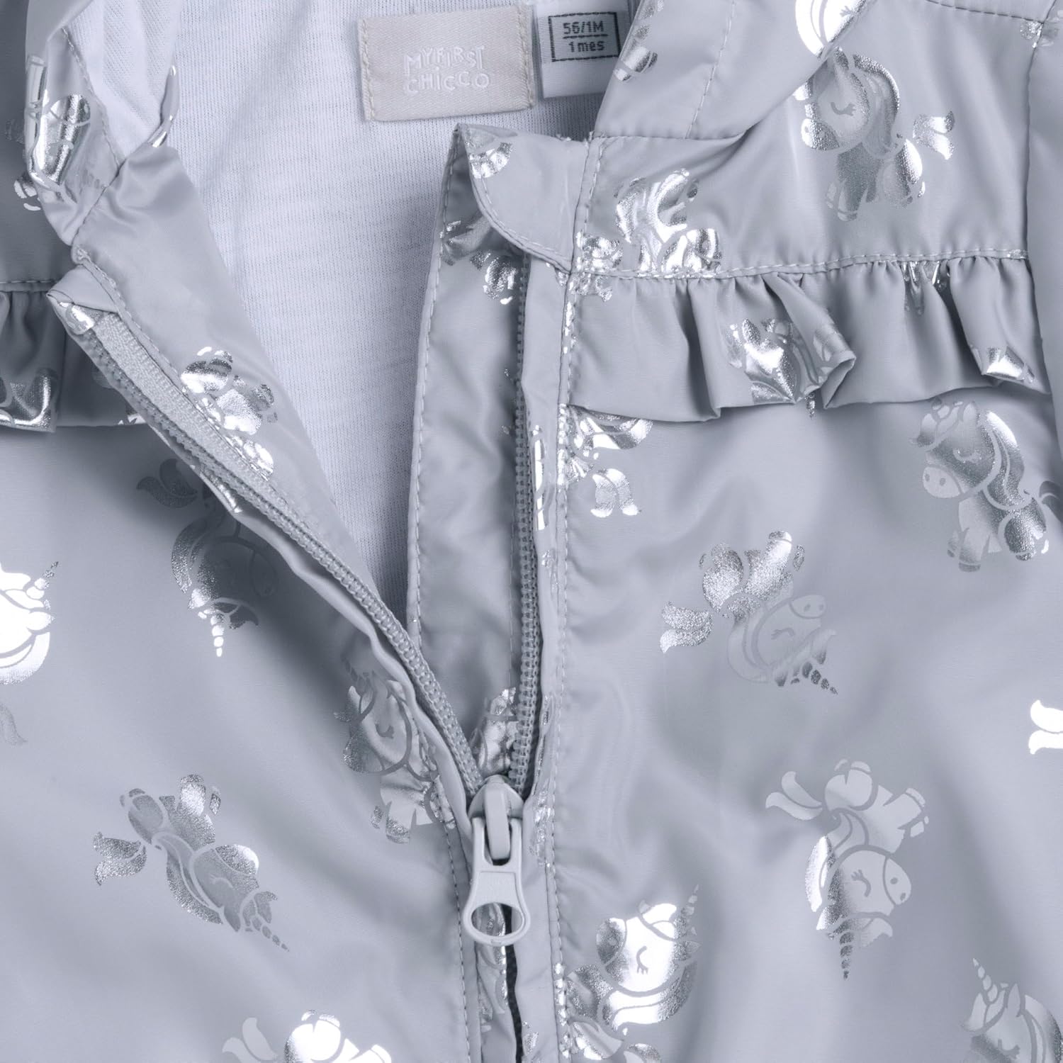 Detalle de Chicco Veste Bébé Fille avec Fermeture Éclair et Capuche – Licorne Argentée, Lot de 1