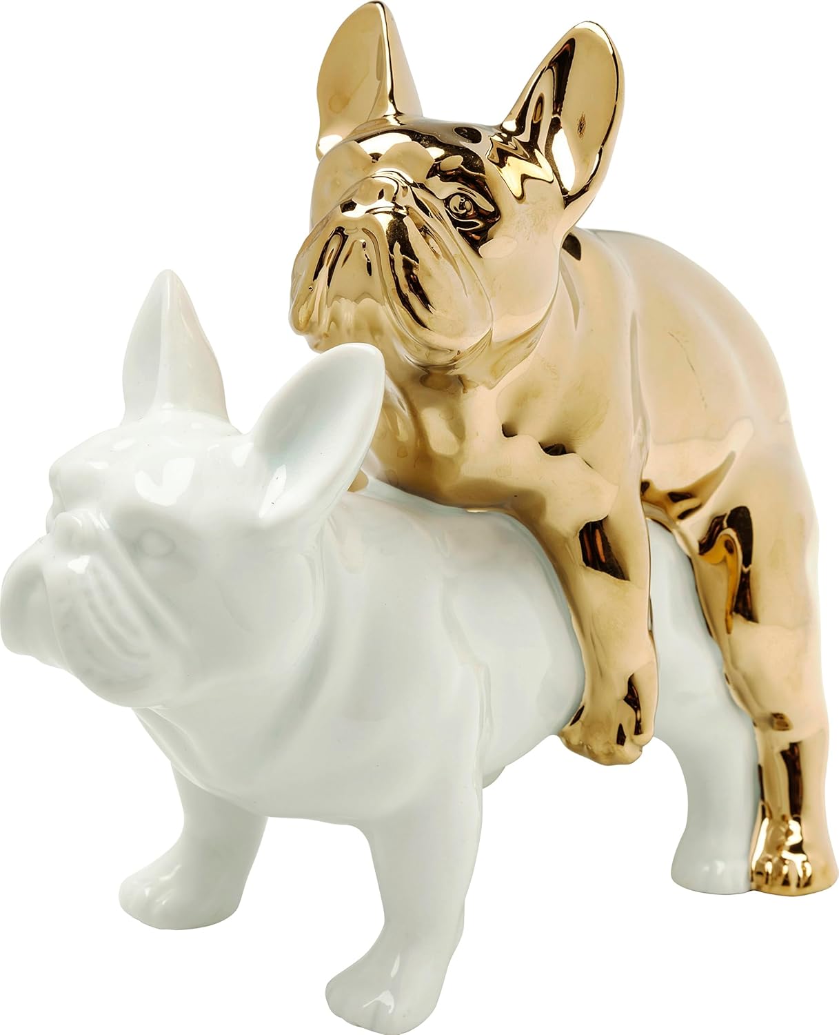 Detalle de Kare Design figurine décorative Love Dogs en porcelaine blanche et dorée (17x11x20 cm)