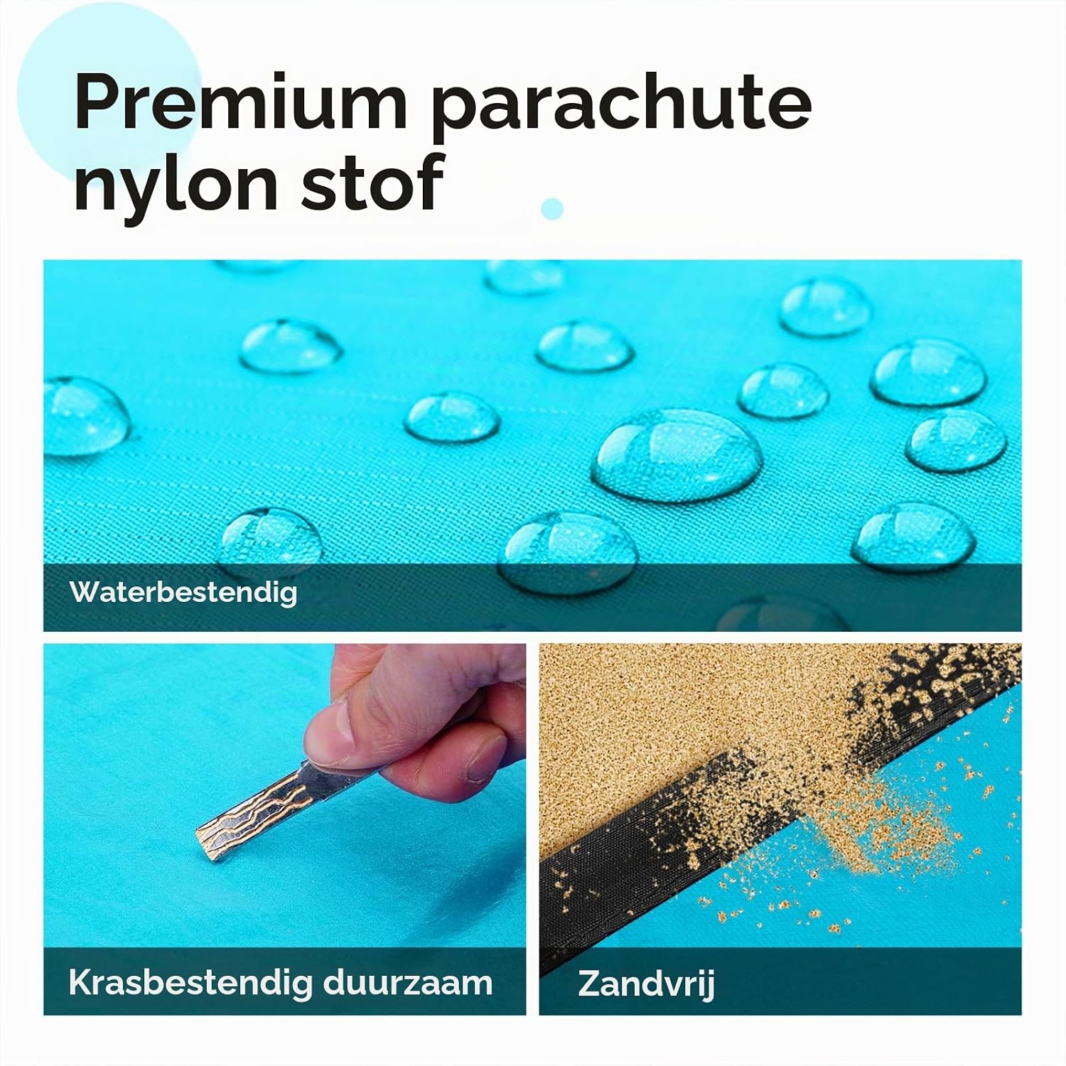 Detalle 2 de OCOOPA S09-BL-XXL stranddeken 280 x 300 cm, zandbestendig en waterafstotend