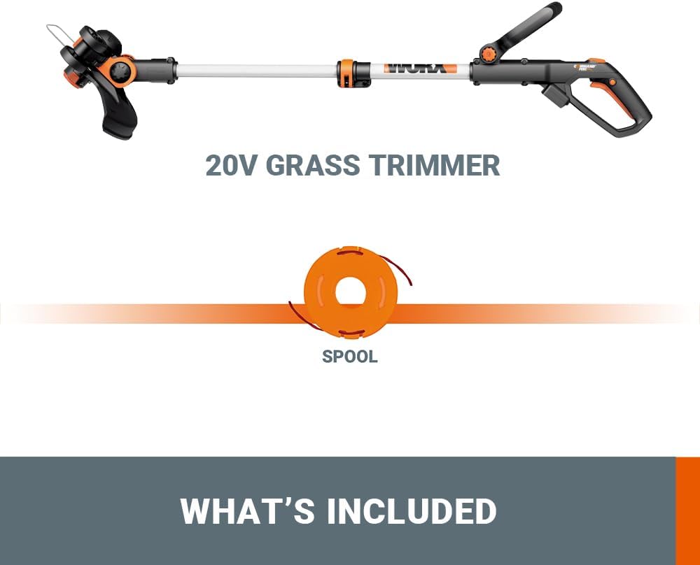 Detalle de WORX WG163E.9 20V Cordless Grass Trimmer (Tool Only) – Lightweight, Versatile 2-in-1 with CommandFeed and PowerShare