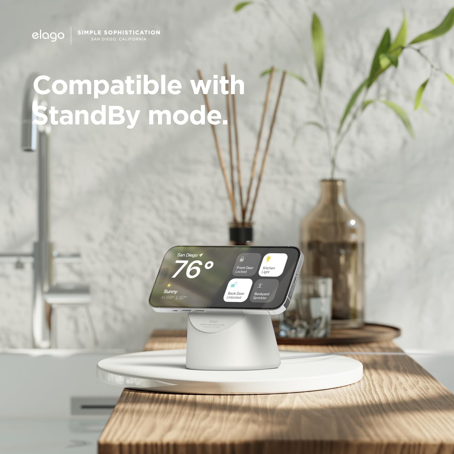 Thumbnail 1 de elago MS1 Supporto di Ricarica Wireless con StandBy per iPhone MagSafe (pietra) – Silicone premium, caricatore non incluso