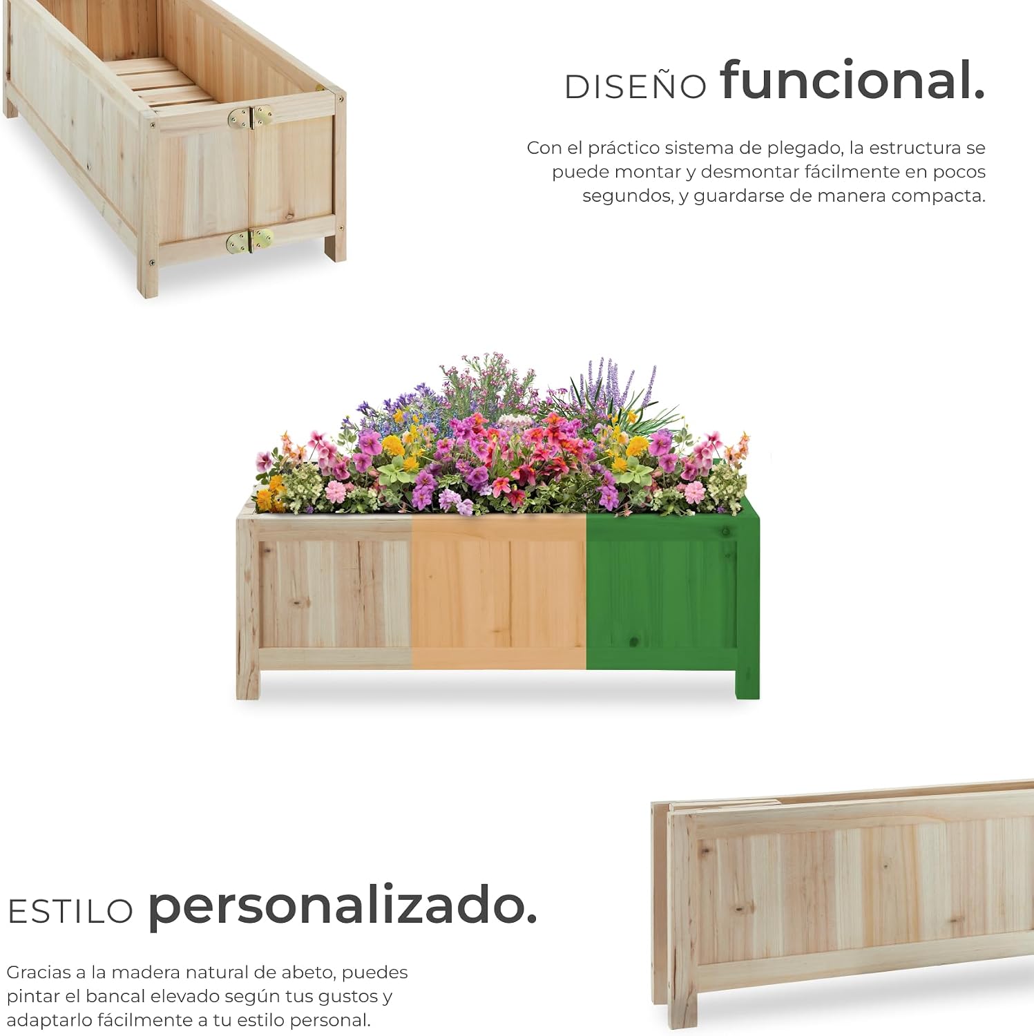 Detalle de tectake® Jardinera Exterior Rectangular 30 x 70 x 25 cm