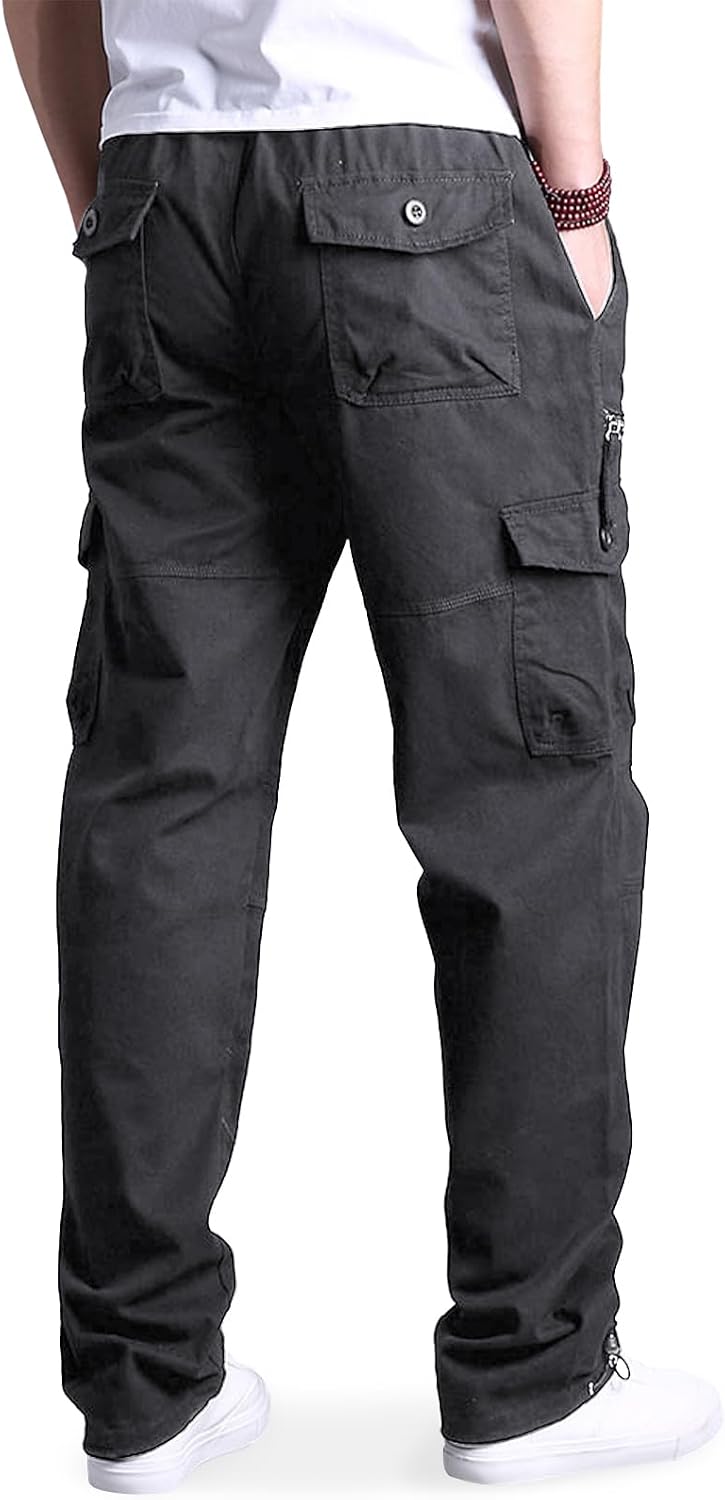 Detalle de Aotoyou Cargohose Herren aus Baumwolle mit 7 Taschen und elastischem Bund – Outdoor-, Wander- und Freizeithose