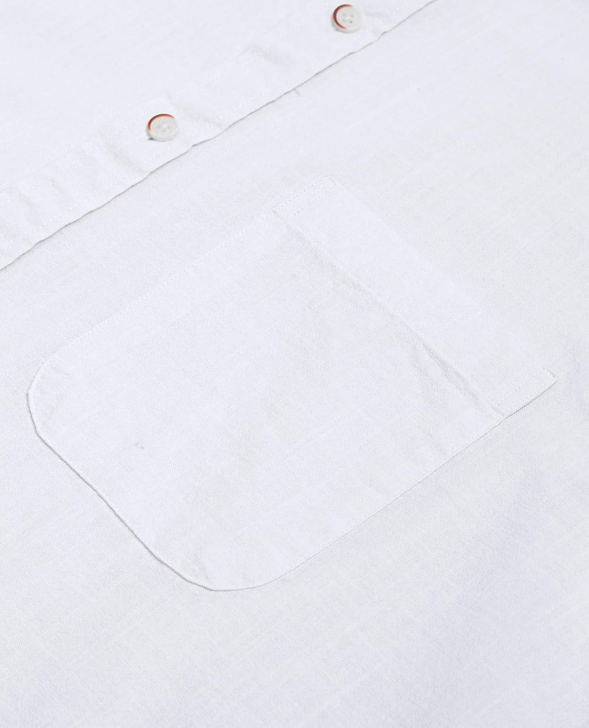 Thumbnail 3 de siliteelon Men’s Grandad Collar Long Sleeve Linen Shirt with Pocket (Regular Fit)