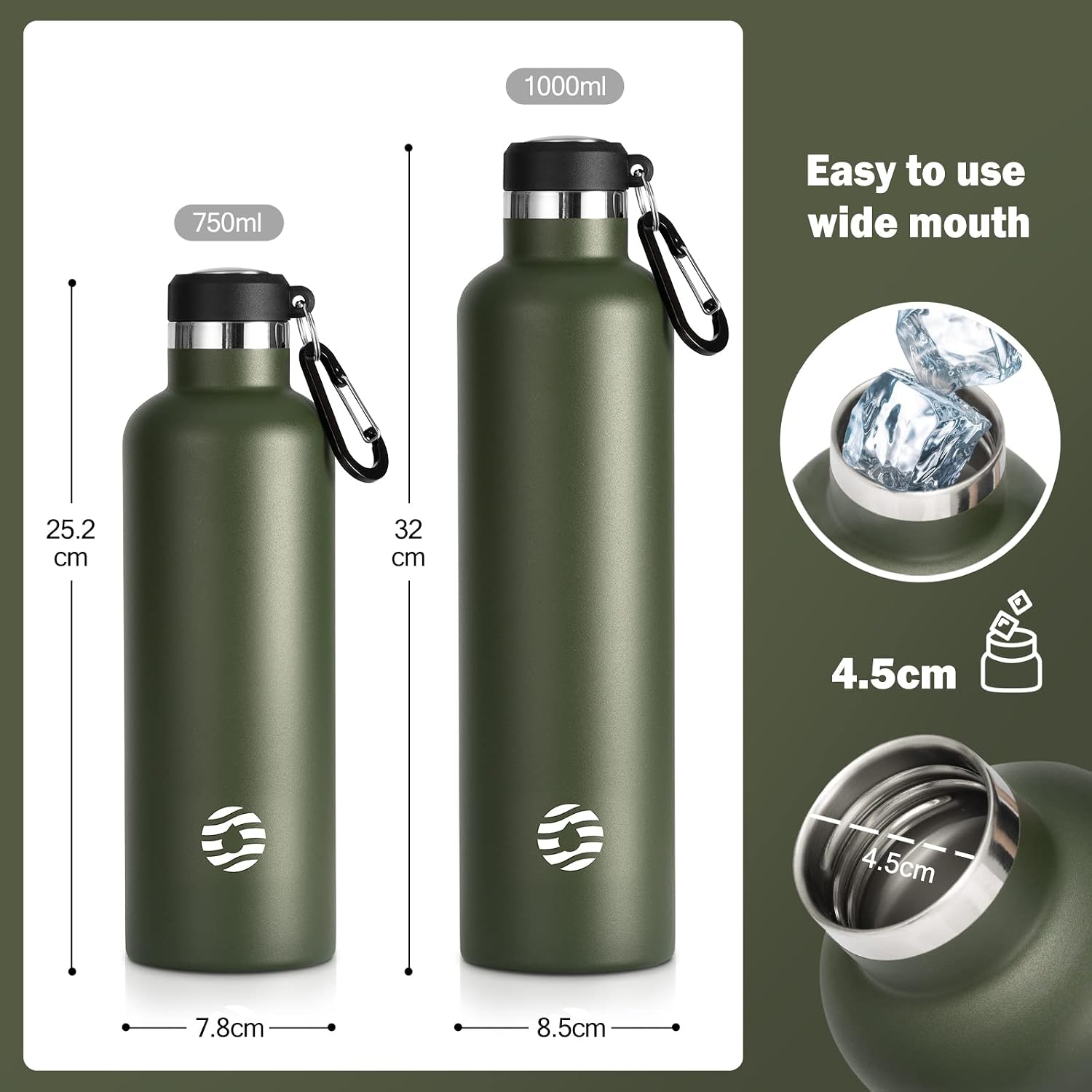 Detalle 2 de FEIJIAN 750/1000ml Stainless Steel Bottle