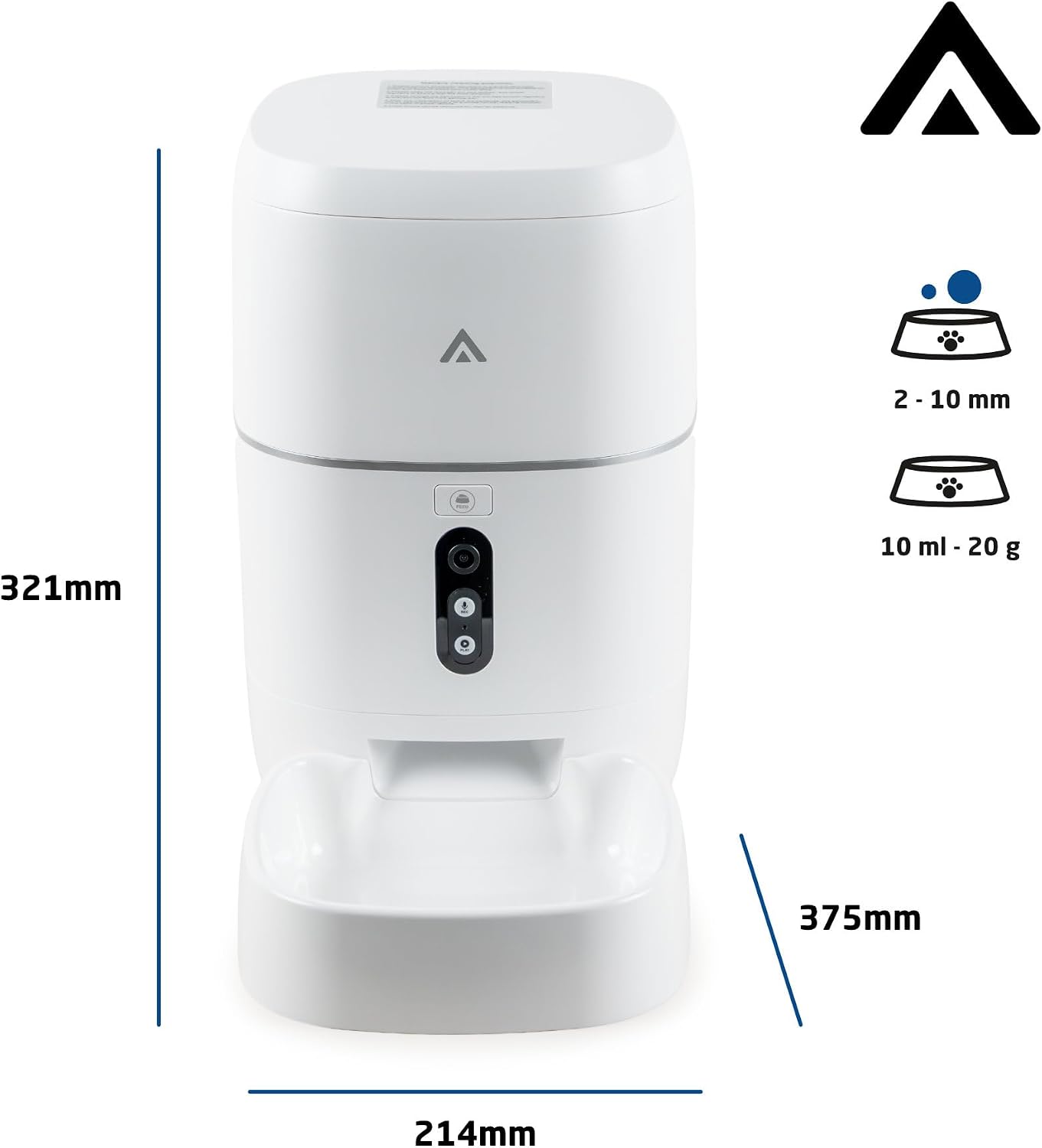Detalle de TAISSU PF-BL6 Distributore Automatico da 6 Litri con Telecamera 3MP, Wi‑Fi e App – Programmazione pasti, audio bidirezionale e visione notturna