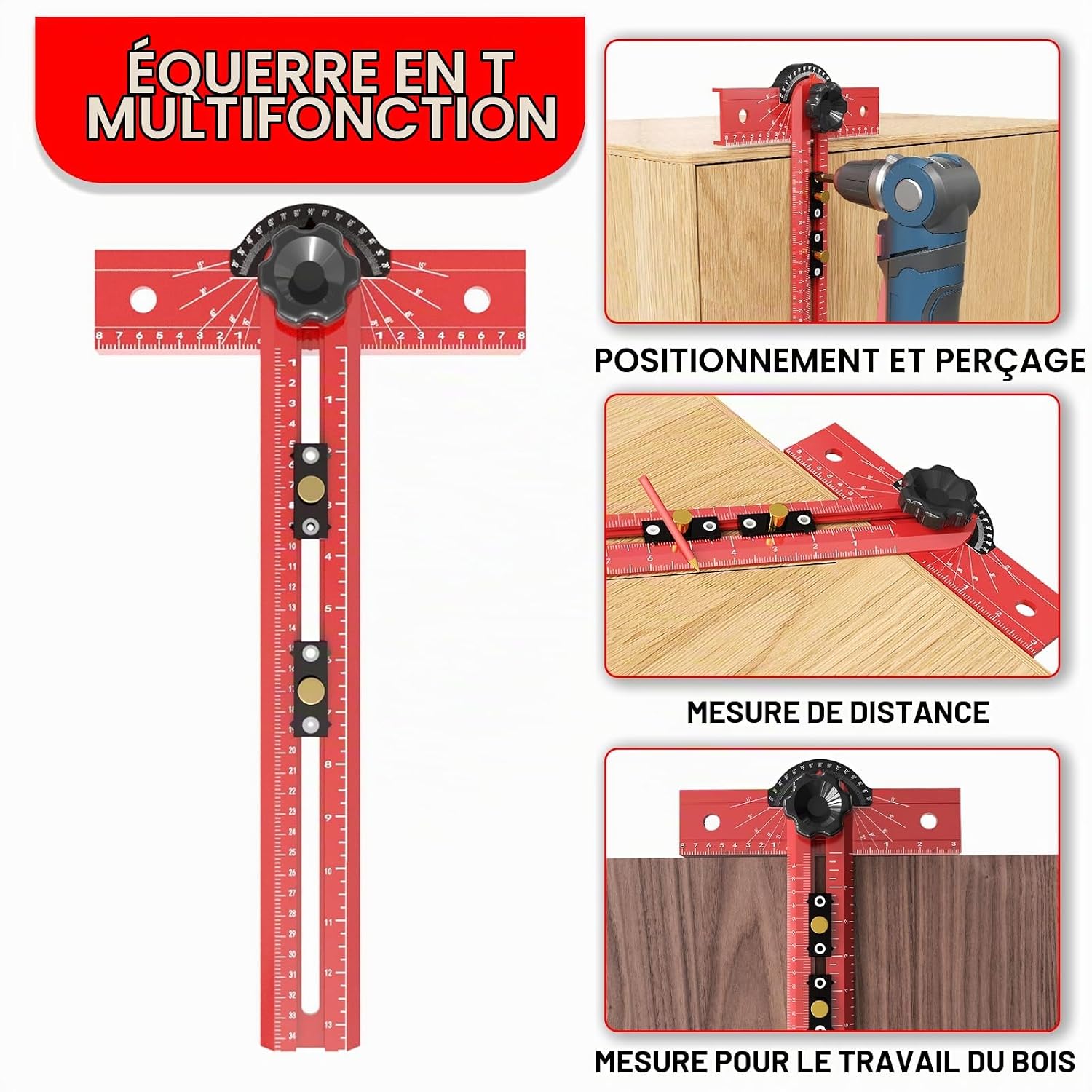 Detalle de OKcedier T-hoek 34 cm met verstelbare hoek van 15° tot 165°