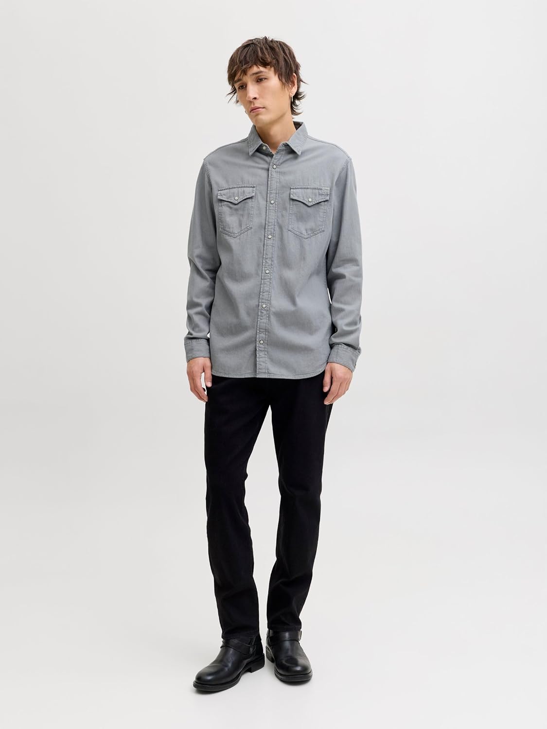 Thumbnail 6 de Jack & Jones S Jjesheridan Shirt L/S Camicia in Jeans Uomo