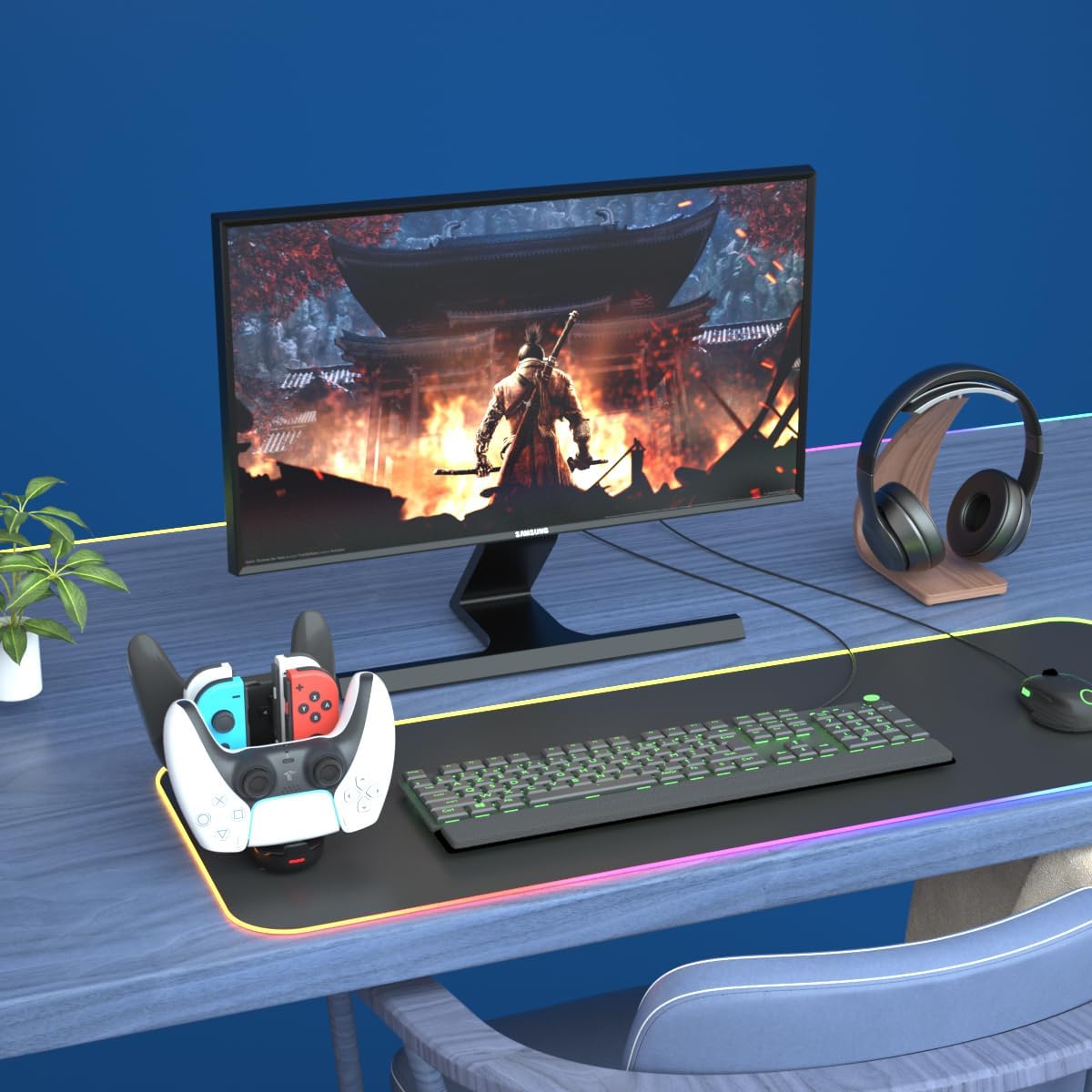 Detalle de Switch Controller Charger Dock: 6-in-1 Charging Station for Nintendo Switch, Pro, Joy-Con & PS5 Controller