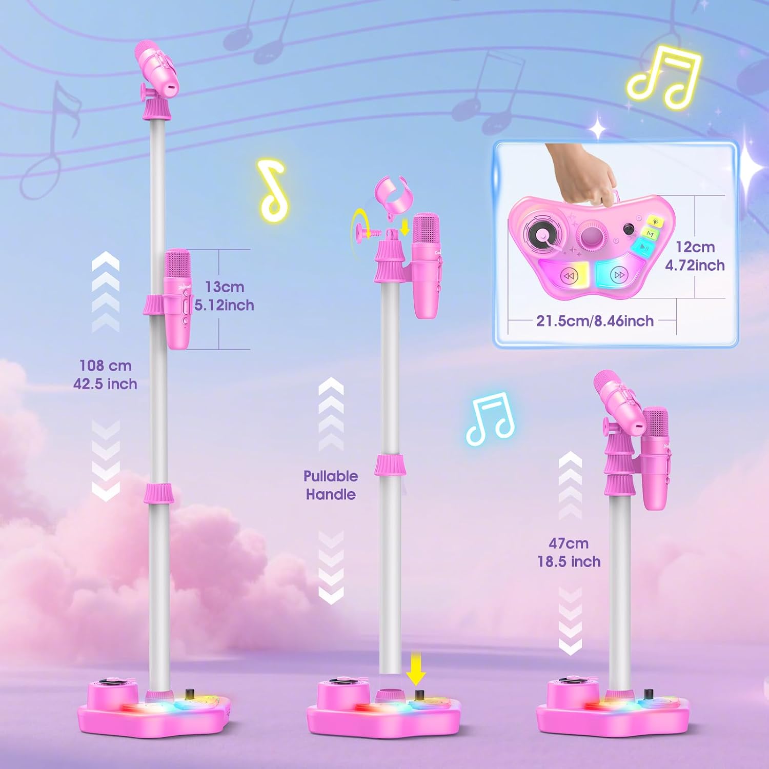 Detalle de Kids Stand Karaoke Machine with 2 Wireless Microphones