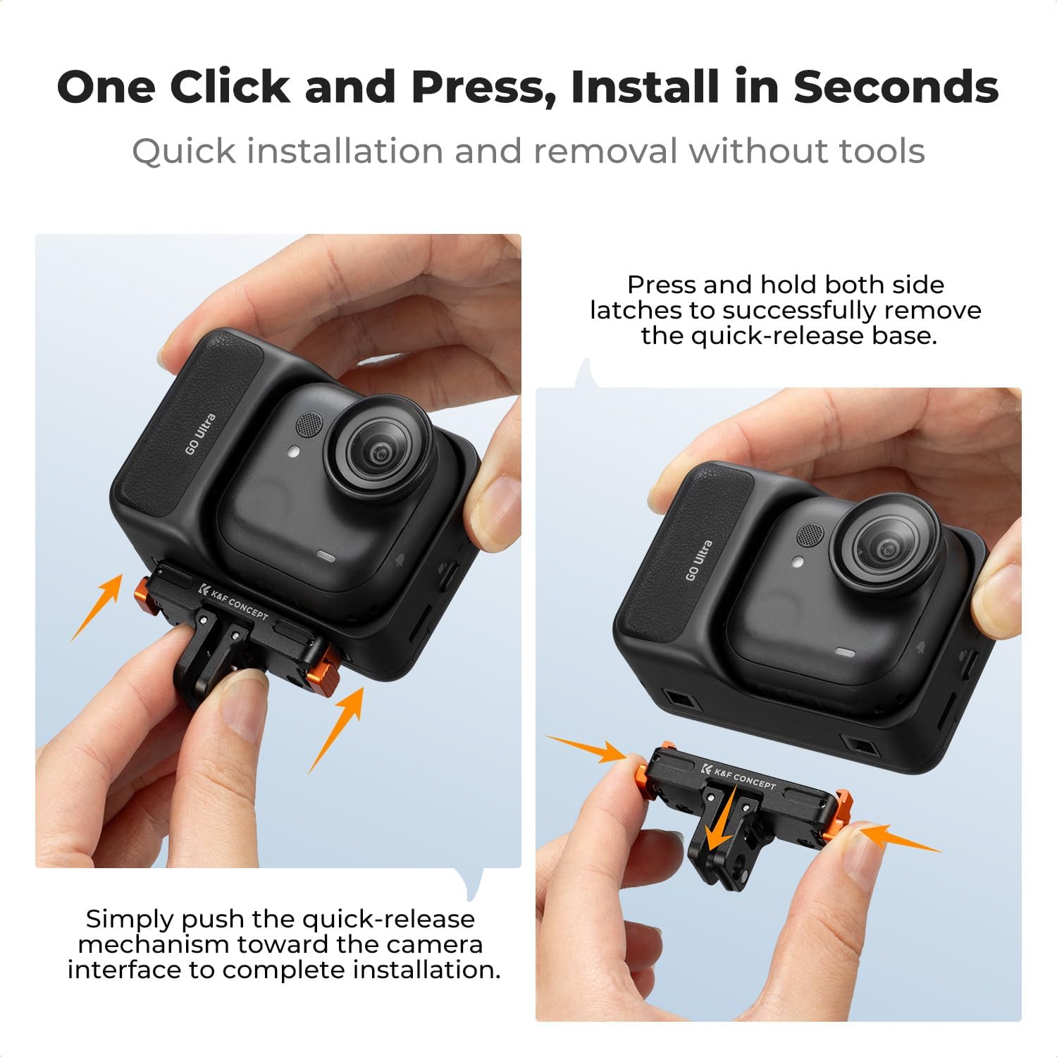 Thumbnail 3 de K&F CONCEPT Magnetic Quick Release for Insta360 Go Ultra – Foldable 1/4" Screw Mount Adapter