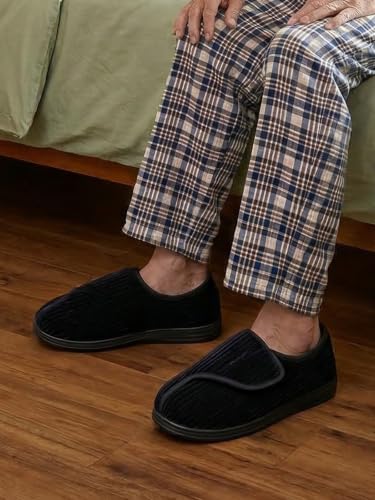 Detalle 2 de LongBay Men's Wide Fit Slippers with Memory Foam – Black, UK 7