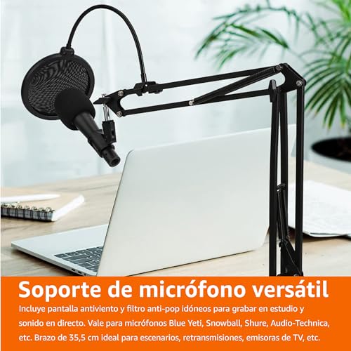Thumbnail 6 de Amazon Basics Soporte de Brazo Articulado para Micrófono (35,6 cm) con Filtro Antipop y Abrazadera