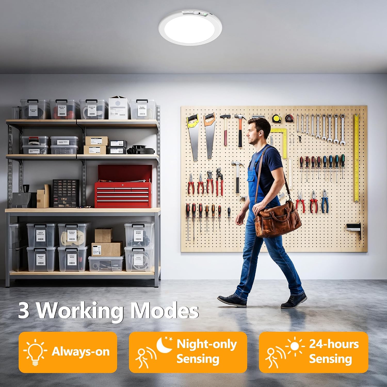 Thumbnail 6 de ODEETRONIC Rechargeable Motion Sensor LED Ceiling Light with Remote