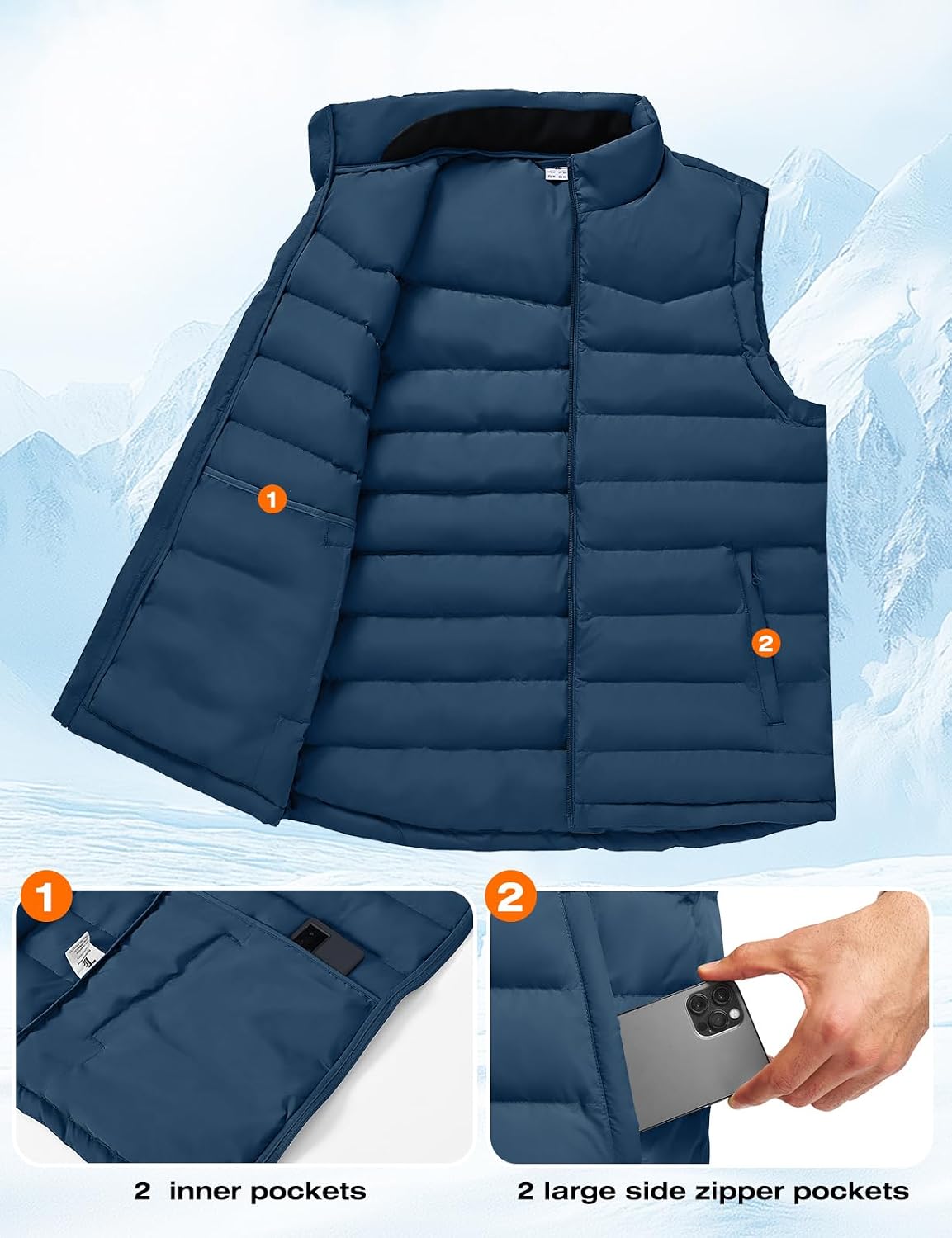 Detalle de Rdruko Men's Quilted Puffer Vest