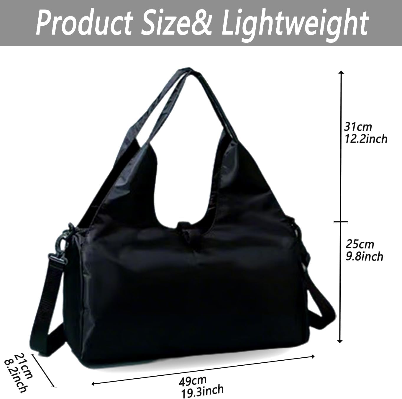 Detalle de ROSSRORE Yoga Gym Bag for Women with Separate Shoes Compartment and Wet/Dry Pockets