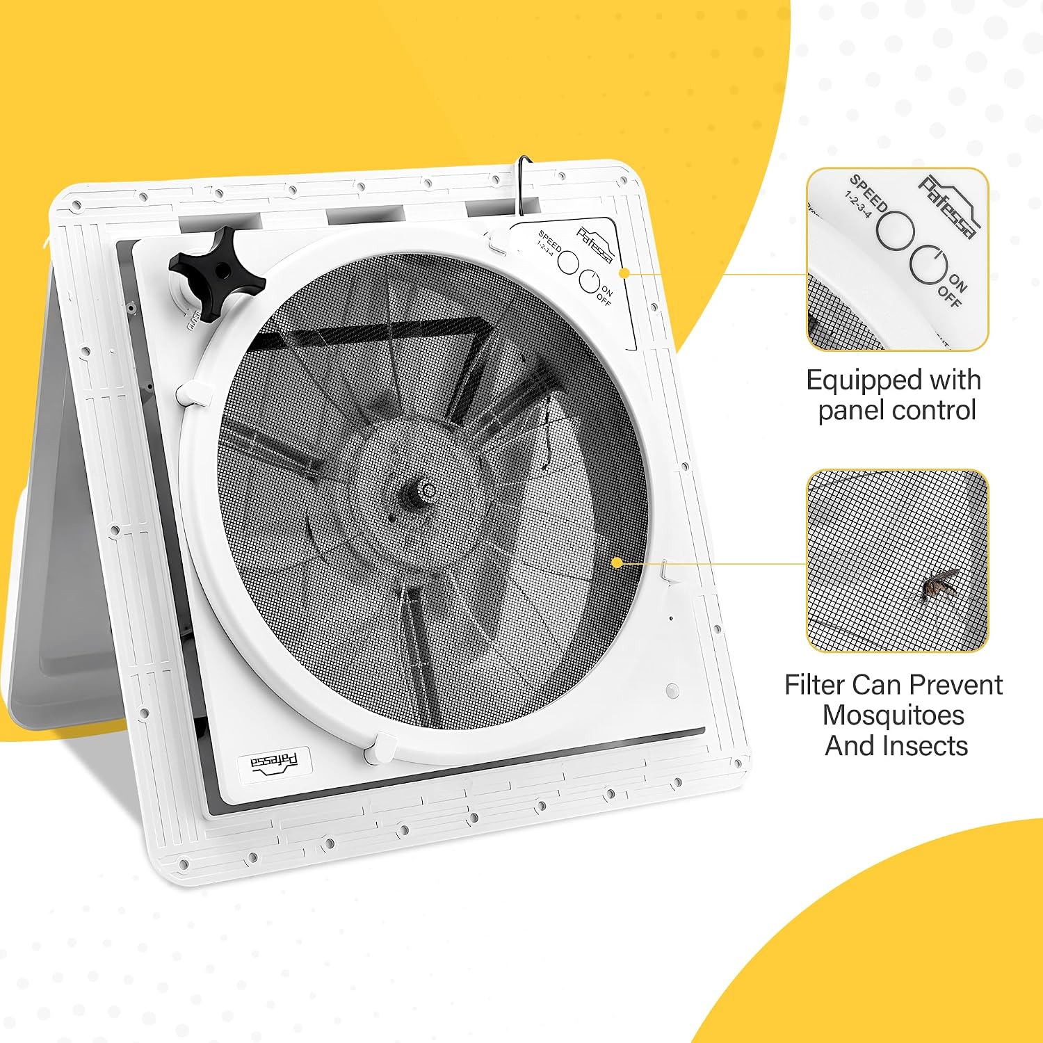 Thumbnail 4 de Pafessa 14” RV Roof Vent Fan 4 Speed Reversible — 12V Bathroom Ventilation Fan, Deluxe RV Roof Vent with Touch On-Off and Speed Controls