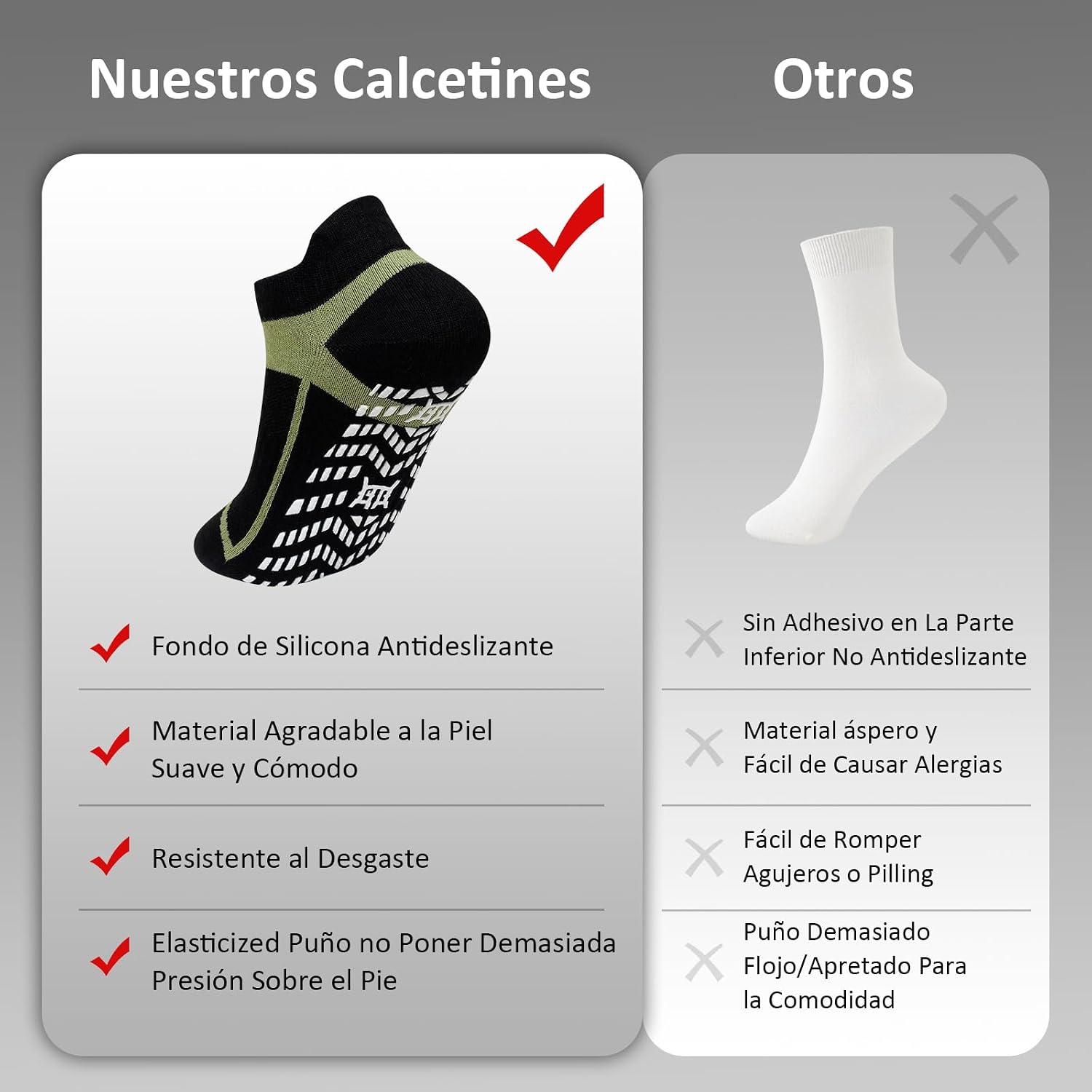 Detalle 2 de ZAKASA Calcetines Antideslizantes Yoga Hombre 3 pares