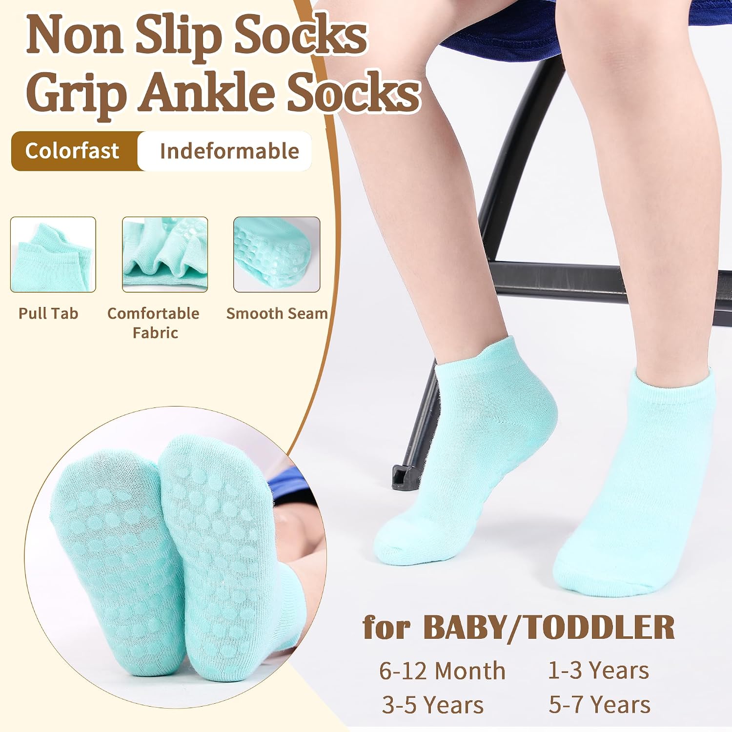 Detalle de LIFPAU Toddler Grip Socks, 15 Pairs