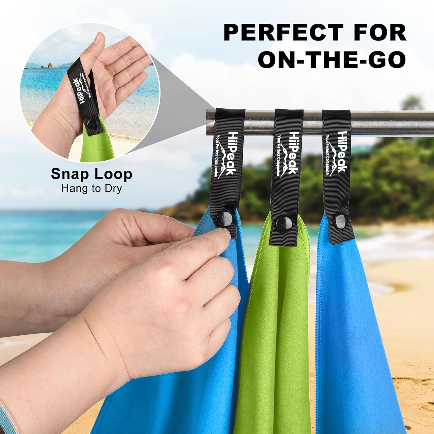 Thumbnail 1 de HiiPeak Microfibre Towel Compact Camping Beach Towel (Light Blue, 1 pack) – Quick-dry 180cm x 90cm