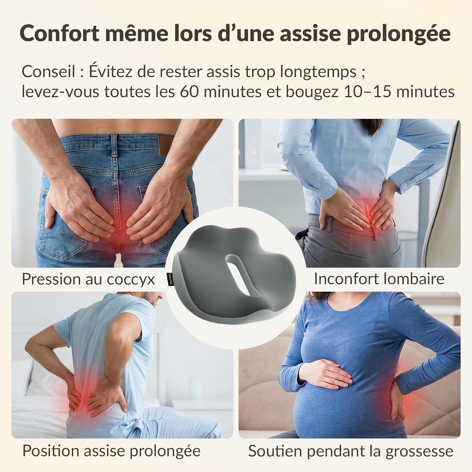 Thumbnail 3 de COSYLAND Coussin d'assise orthopédique : confort ergonomique pour votre chaise de bureau